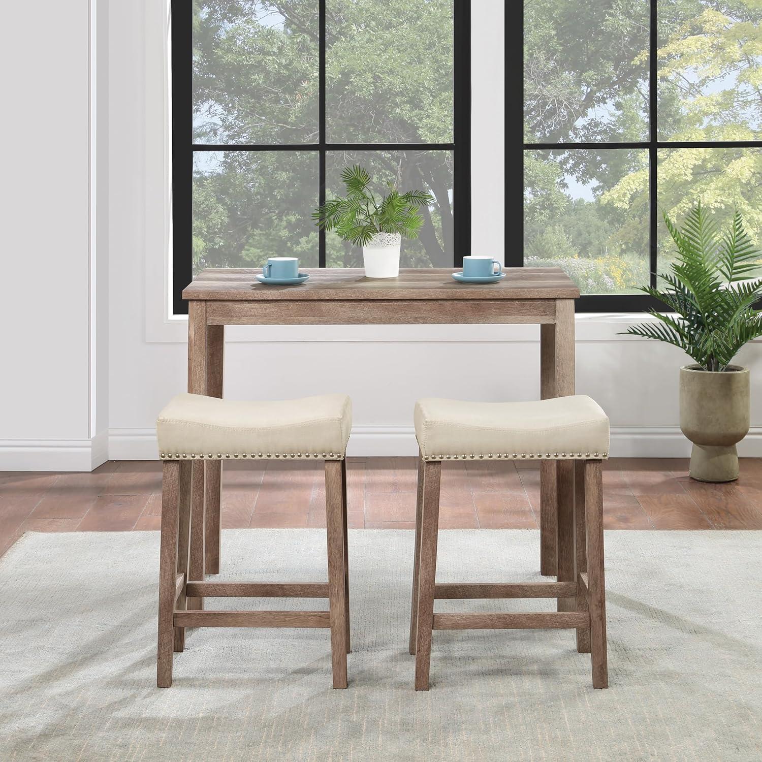 Celina 3PC Counter Height Dining Set in Engineered Wood Natural Brown