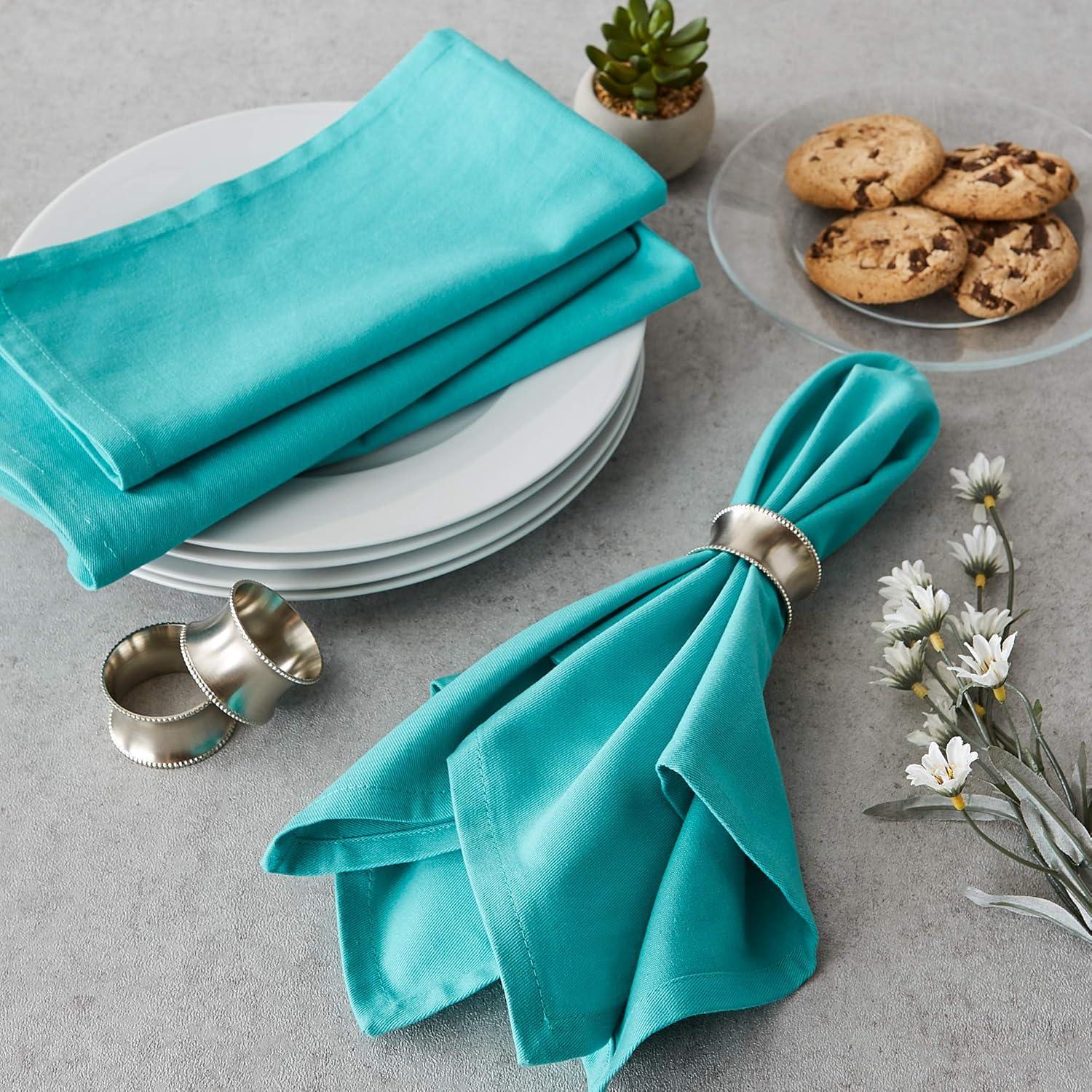 DII Modern Style Cotton Solid Waters Napkin in Aqua Blue (Set of 6)