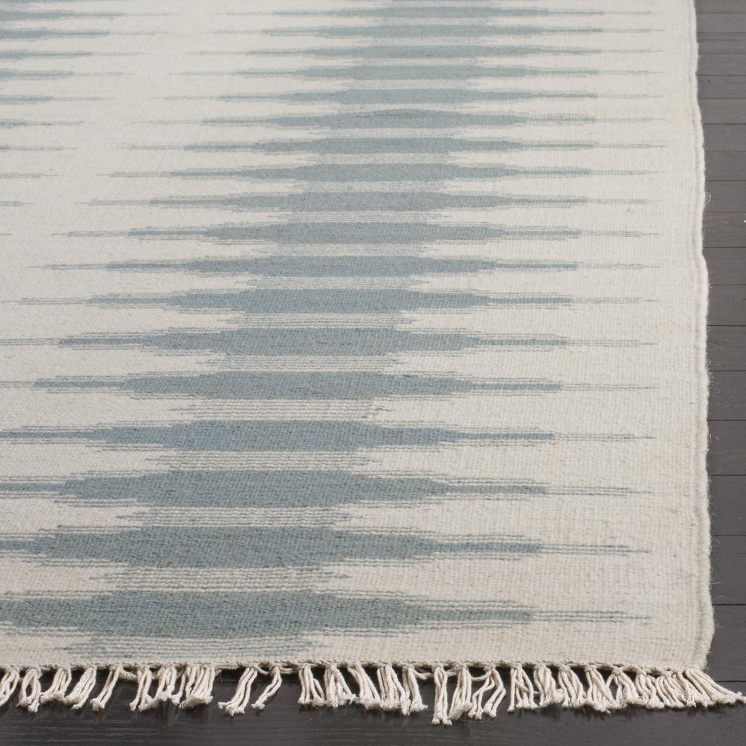 Kilim NVK179 Hand Woven Indoor Area Rug - Ivory/Blue - 5'x8' - Safavieh