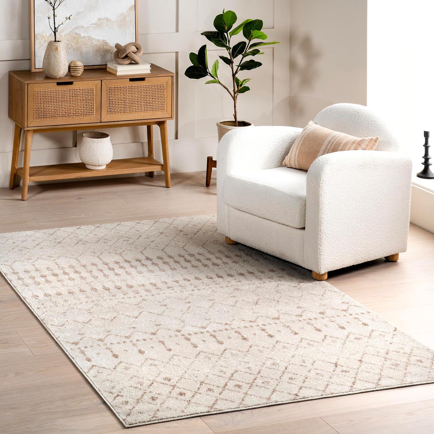 Neutral Moroccan Trellis 3' x 5' Synthetic Area Rug