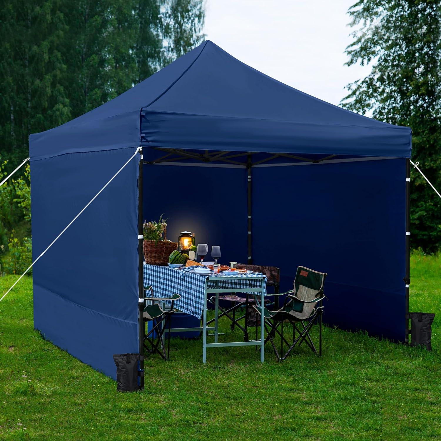 Yaheetech 10x10 Pop Up Commercial Canopy Tent with 4 Removable Sidewalls, Sandbags, Stakes & Ropes, Waterproof Instant Canopies for Wedding Party Commercial Event Pavilion, White