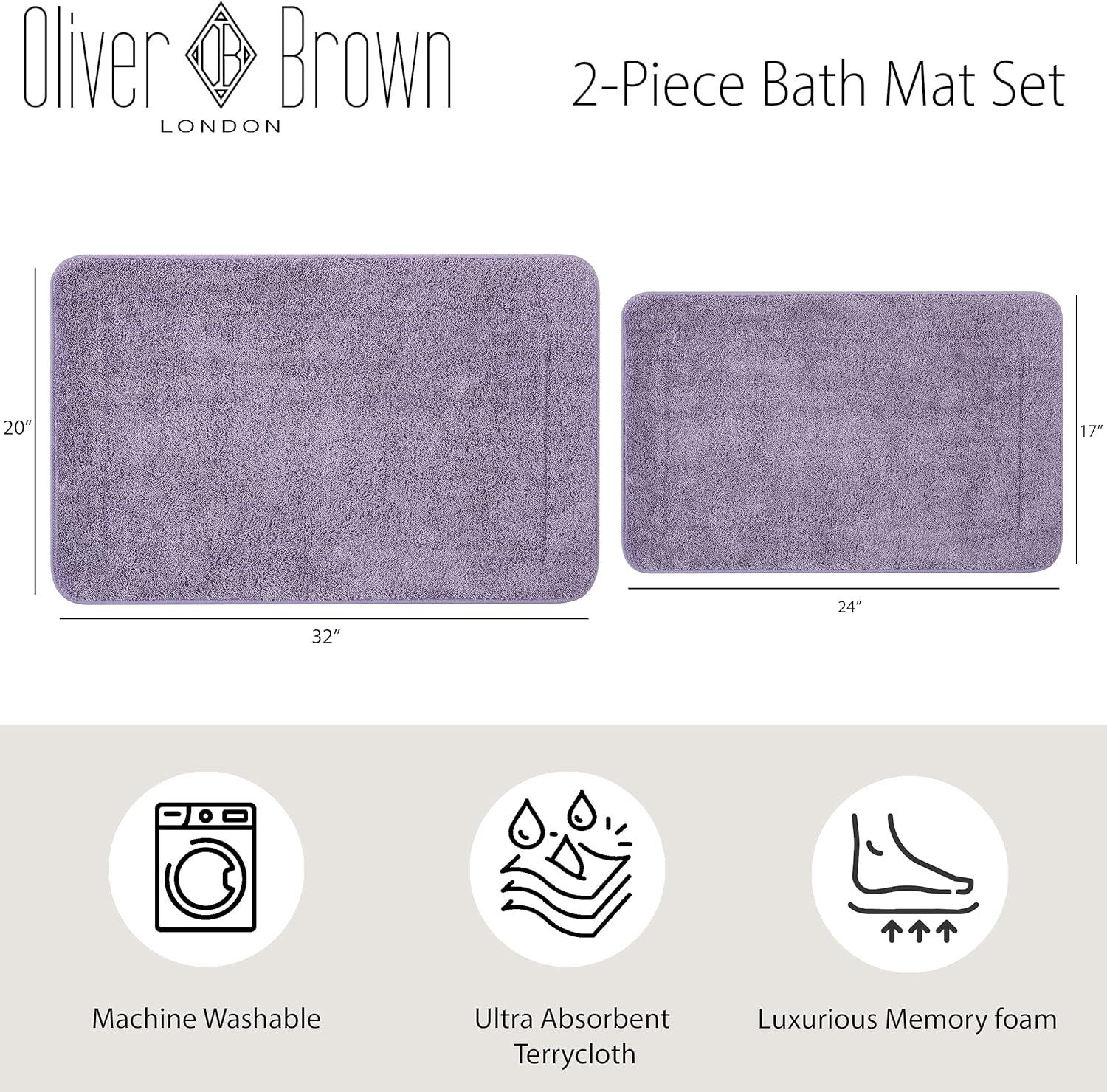 Wisteria Purple Terry Memory Foam Bath Mat Set