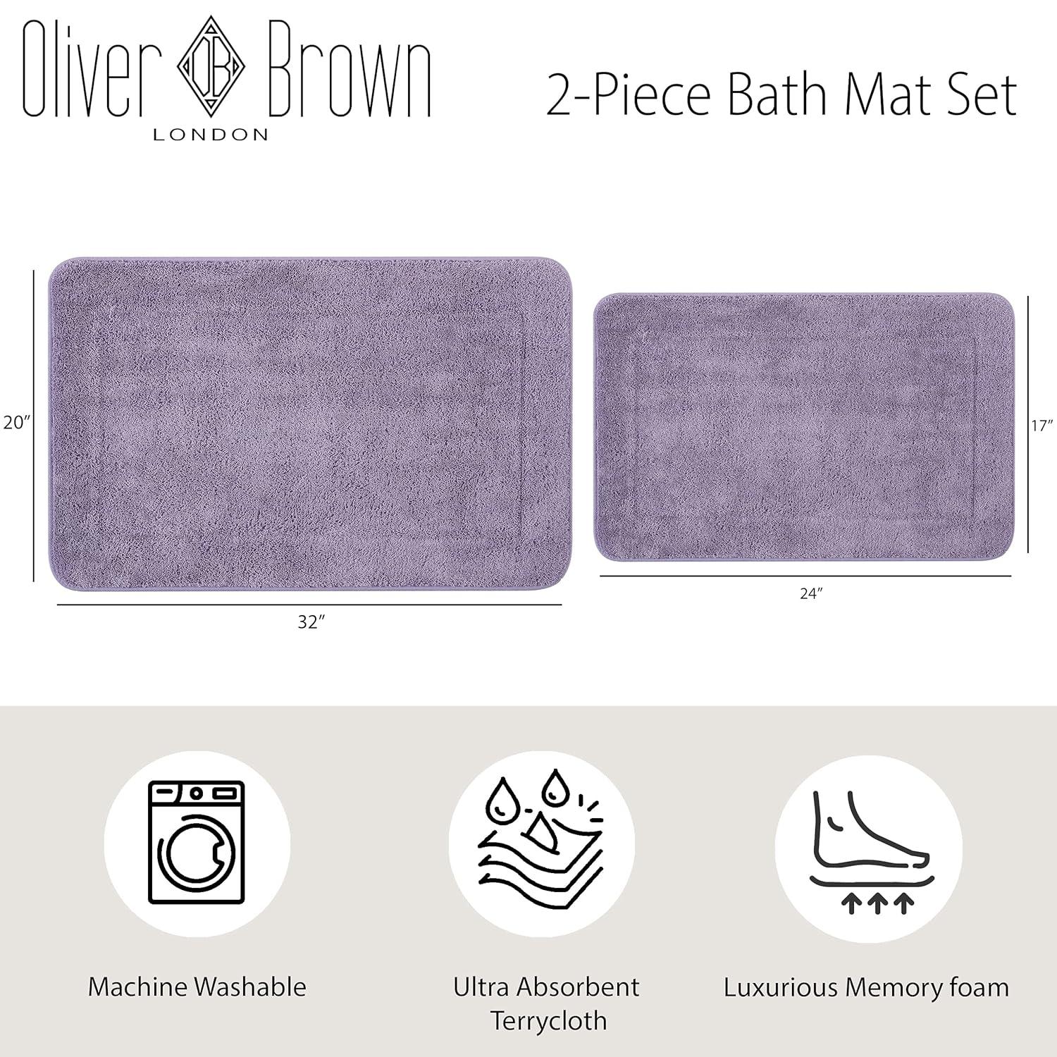 Wisteria Purple Terry Memory Foam Bath Mat Set
