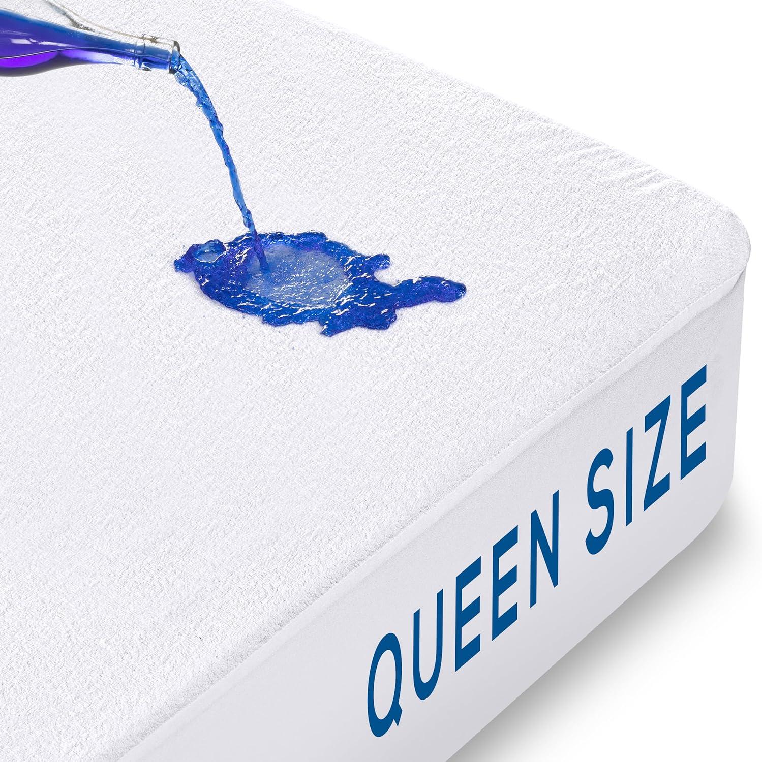 Utopia Bedding Premium Waterproof Mattress Protector Queen 200 GSM, Mattress Cover, Breathable, Fitted Style with Stretchable Pockets