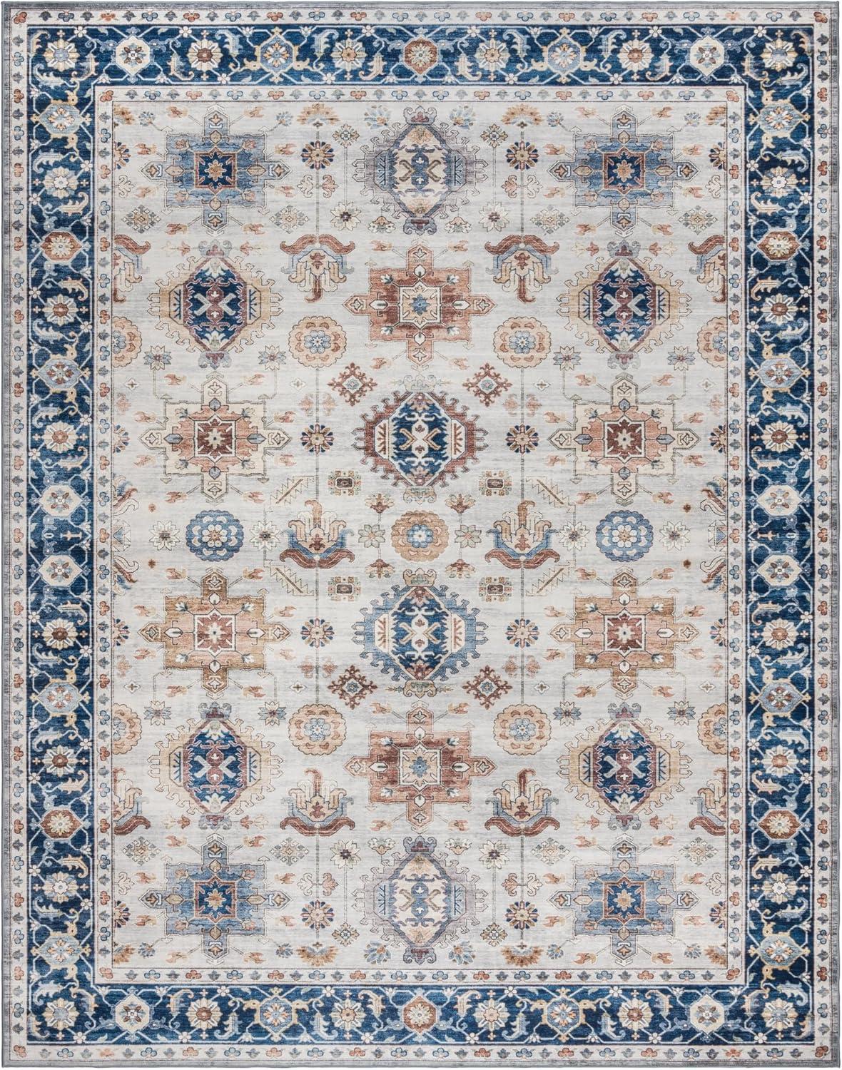 Micah Blue Traditional Synthetic 5' x 7' Area Rug