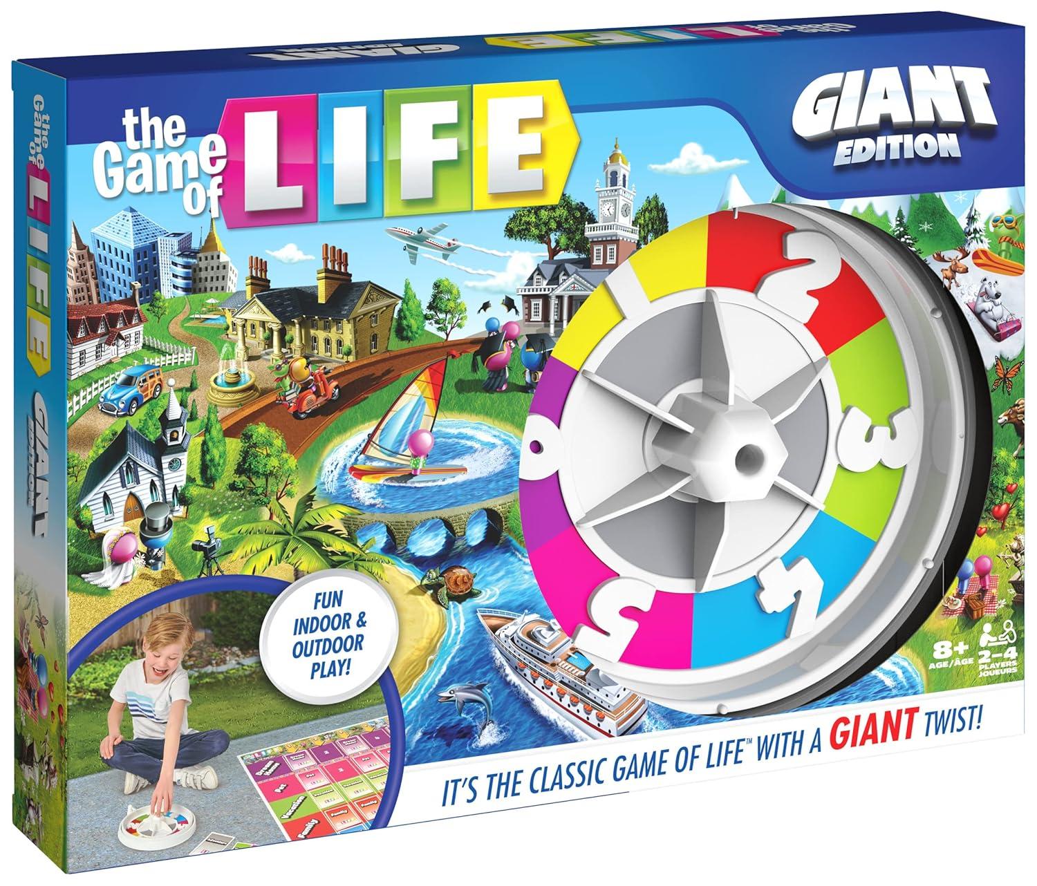 The Game of Life, Giant Edition Family Board Game Indoor/Outdoor Fun Game with Big Oversized Gameboard Cards Spinner, for Adults and Kids Ages 8 and Up