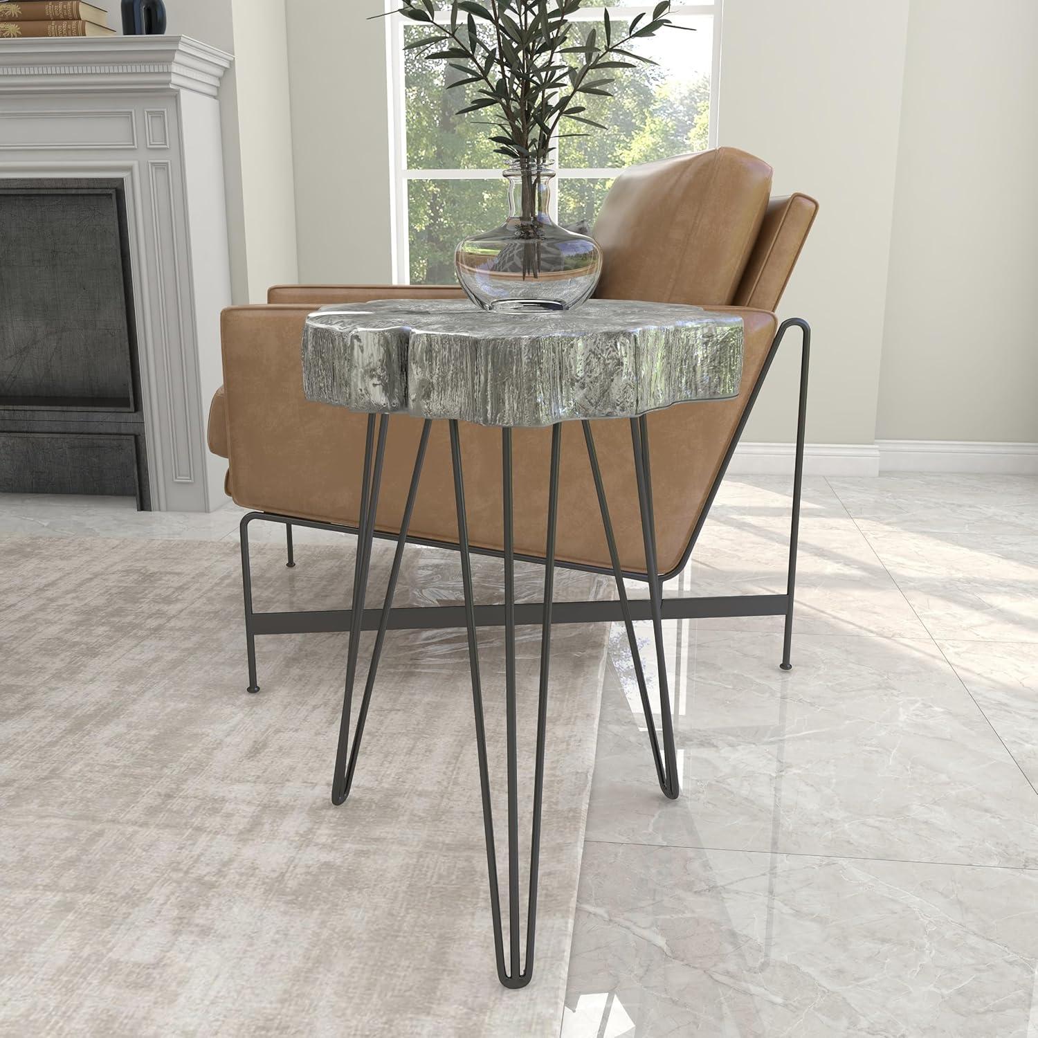 Modern Polystone and Metal Accent Table - Olivia & May