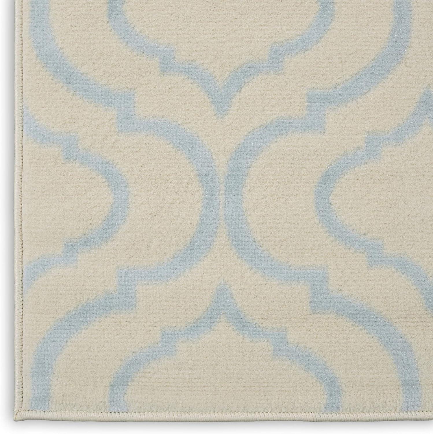 Nourison Jubilant Modern Moroccan Ivory/Blue 2' x 4' Area Rug, (2' x 4')