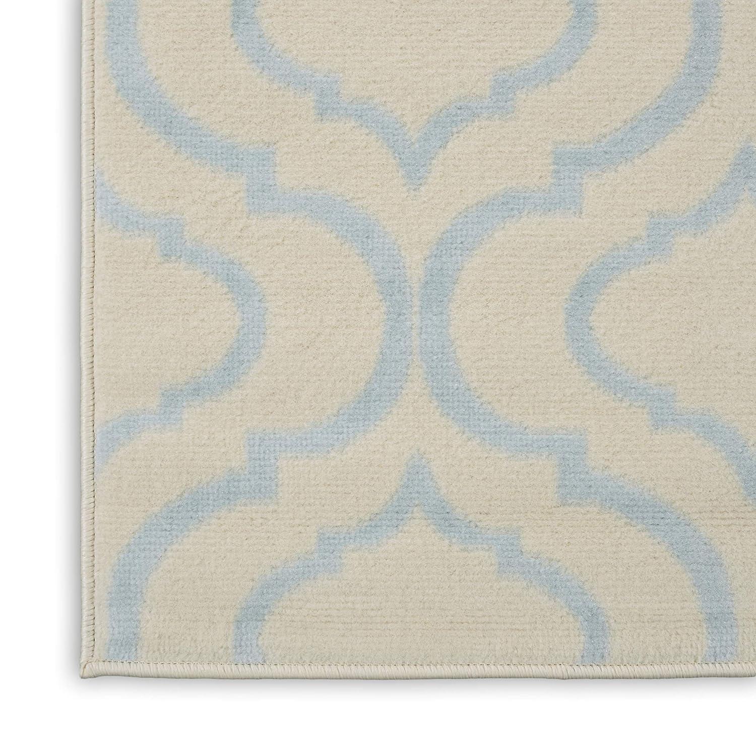 Nourison Jubilant Modern Moroccan Ivory/Blue 2' x 4' Area Rug, (2' x 4')