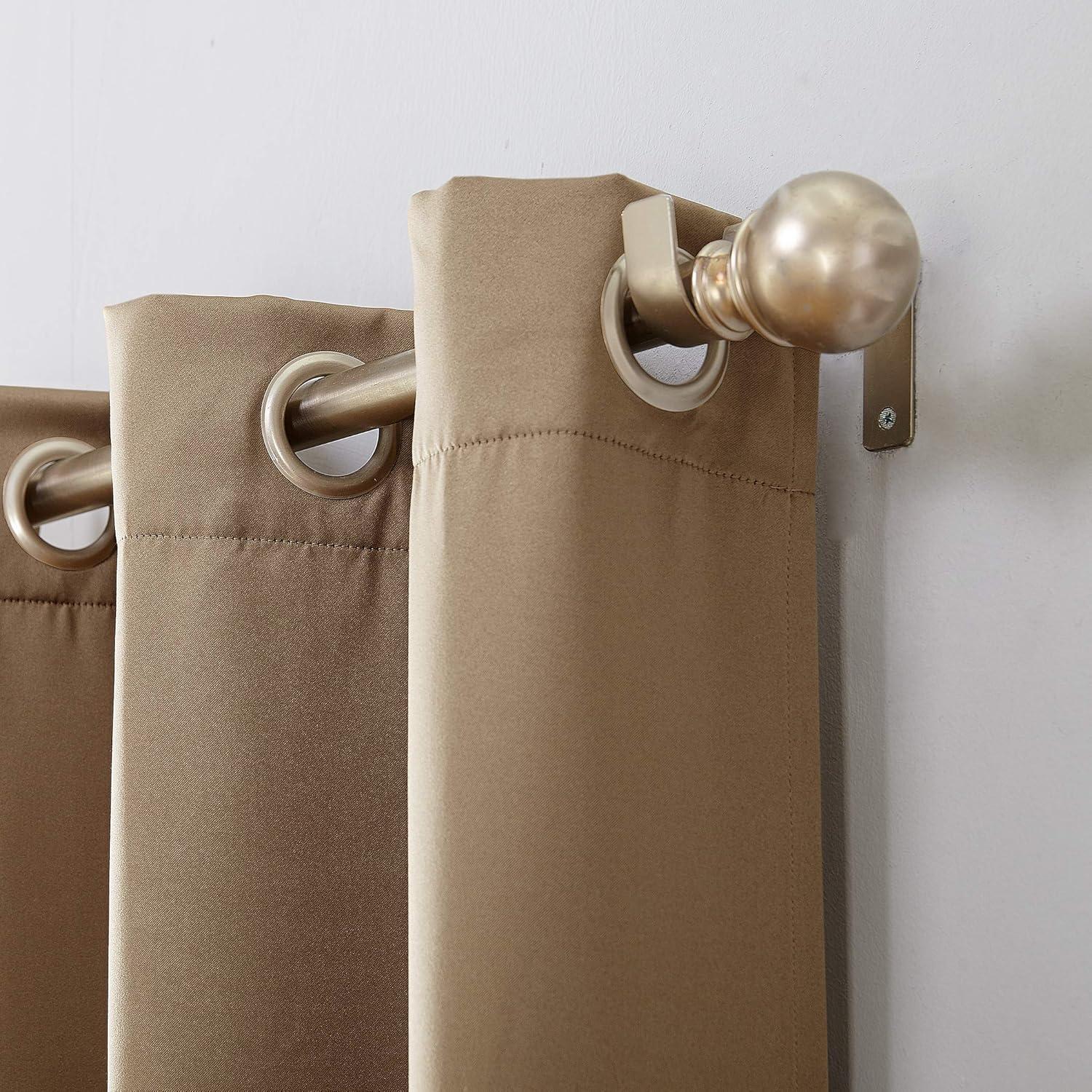 54"x84" Sun Zero Room Darkening Seymour Grommet Curtain Panel Taupe: Modern Faux Silk, Energy Efficient, Living Room