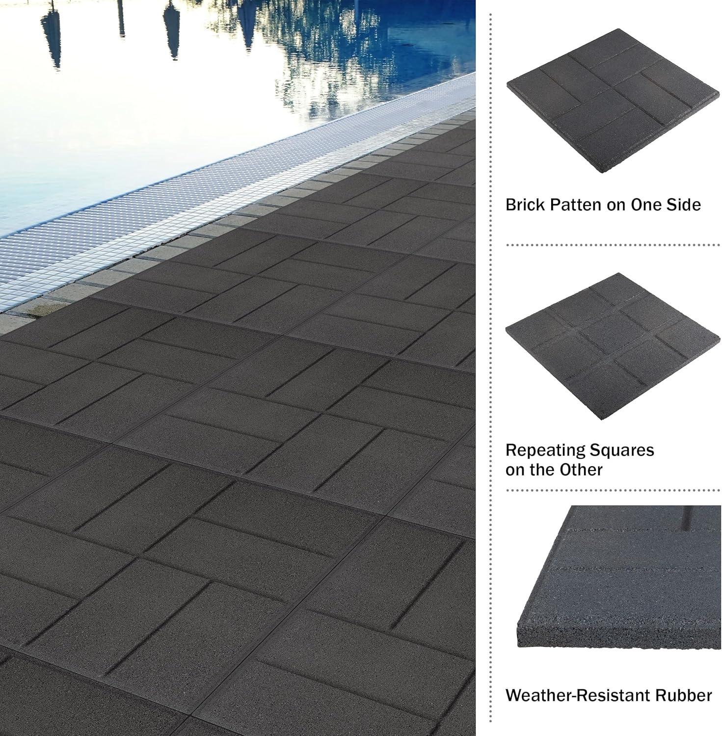 Pure Garden Deck Tiles 8-Pack - Dual-Sided Outdoor Flooring Tile - 28SQFT Rubber Pavers for Outside Patio, Garden Walkway, Balcony, or Shed