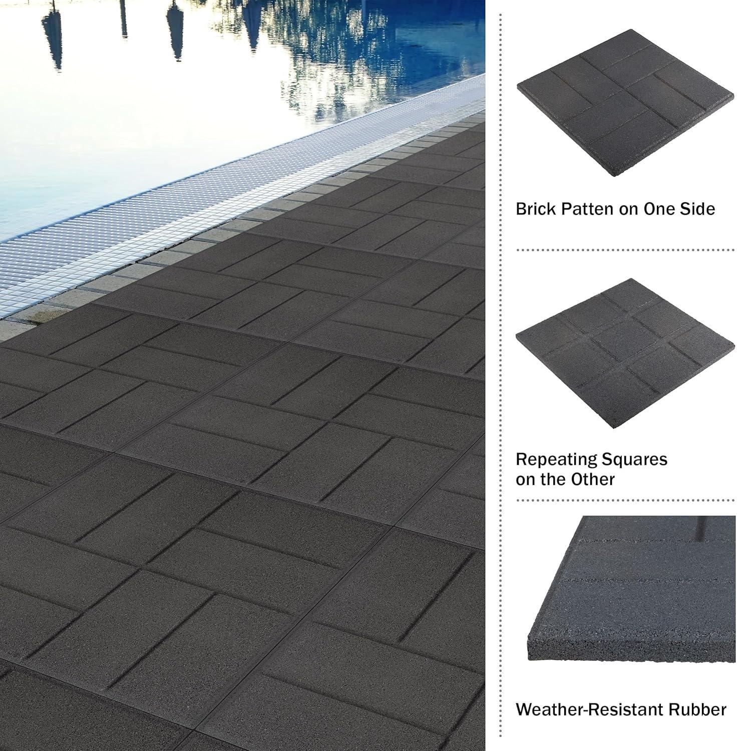 Pure Garden Deck Tiles 8-Pack - Dual-Sided Outdoor Flooring Tile - 28SQFT Rubber Pavers for Outside Patio, Garden Walkway, Balcony, or Shed