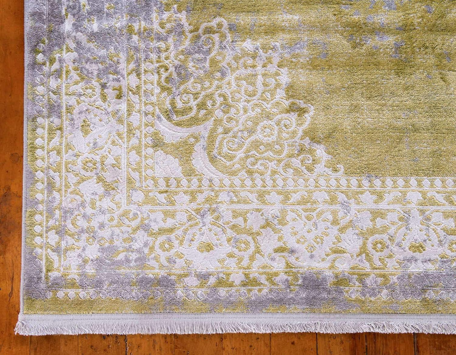 8' x 10' Green and Gray Abstract Synthetic Area Rug
