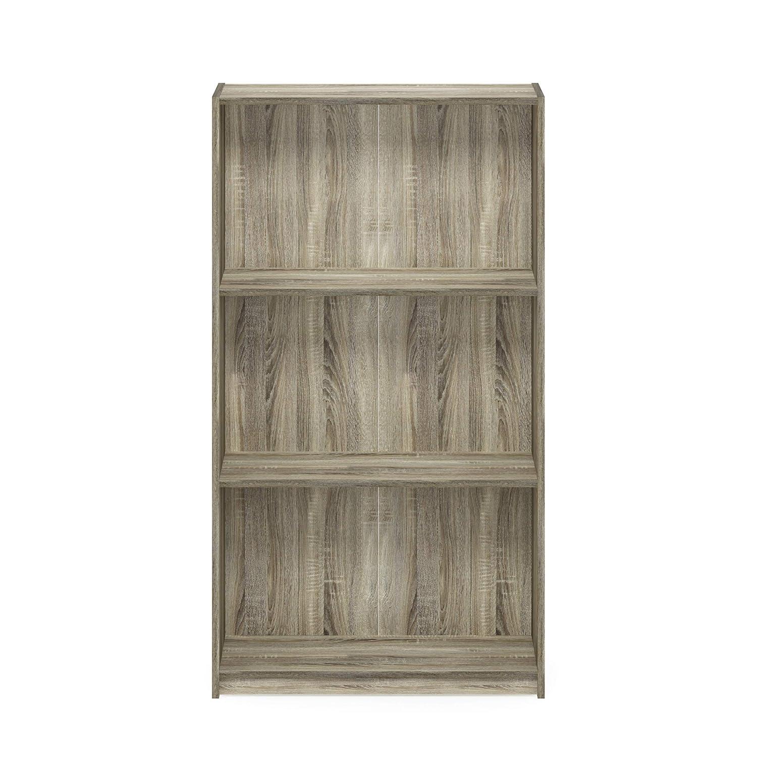 Basic 3-Tier Bookcase Storage Shelves, Sonoma Oak