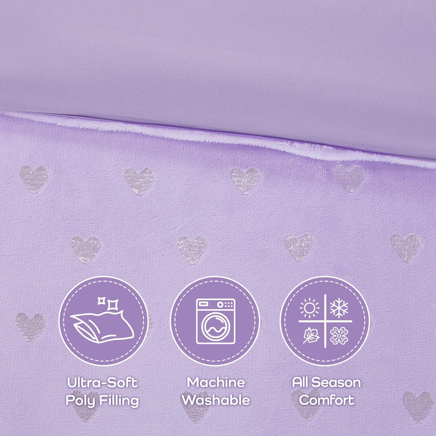 Twin Purple and Silver Microfiber Comforter Set