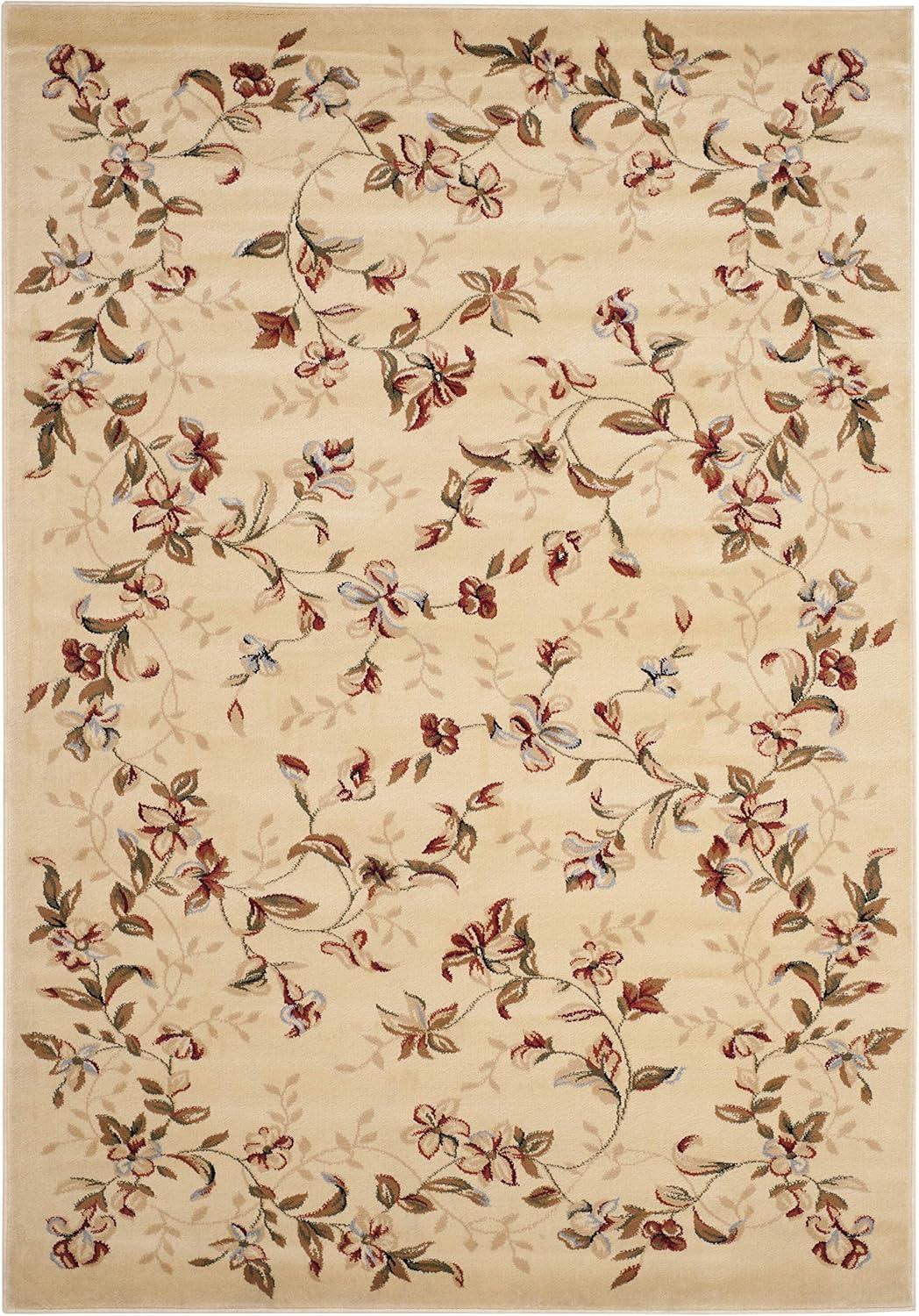 Ivory Elegance 59'' Tufted Round Floral Synthetic Area Rug