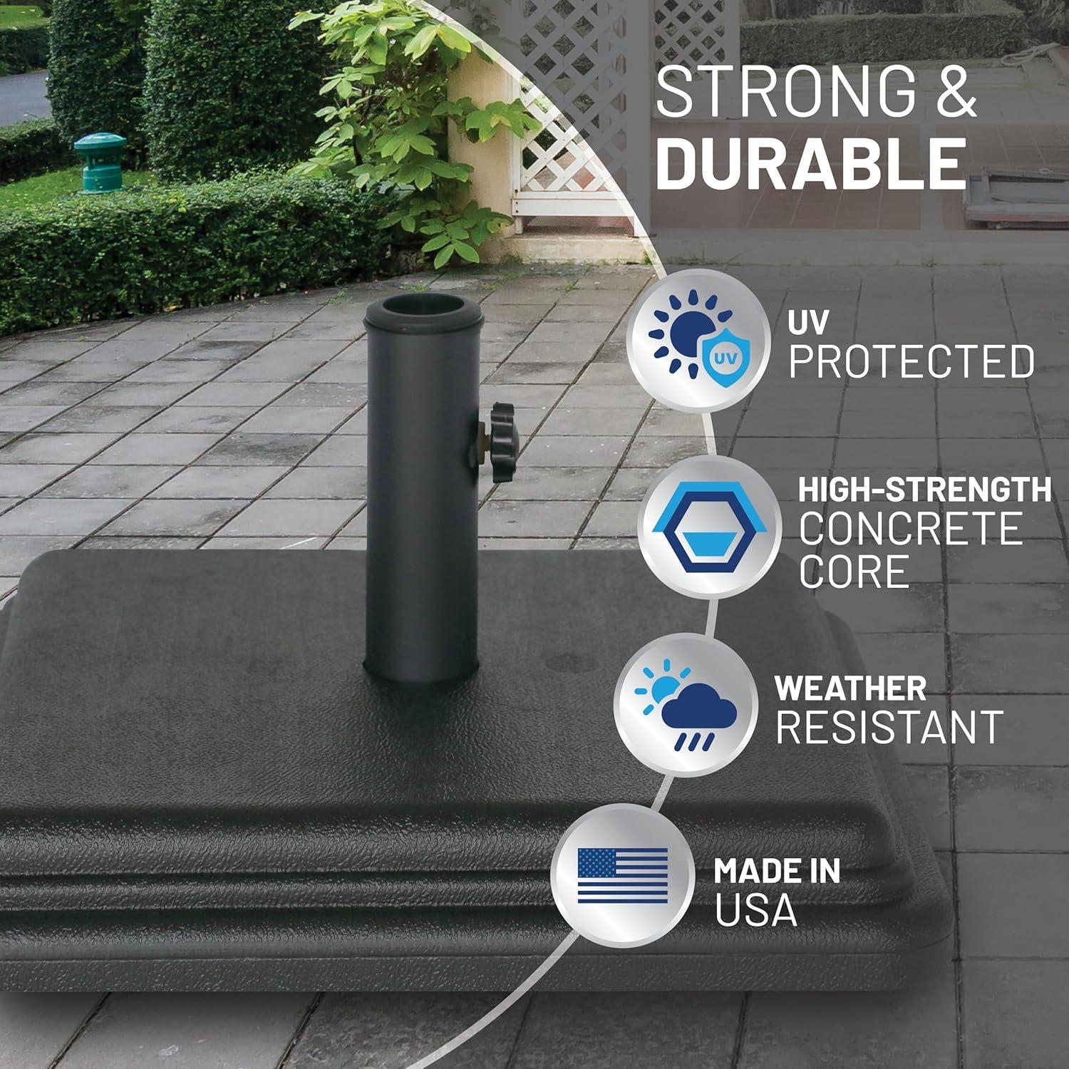 Black Textured Concrete Patio Umbrella Base