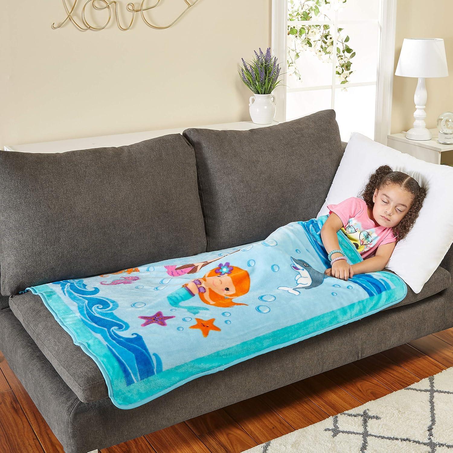 Everyday Kids Toddler Throw Blanket - 30" by 40" - Mermaids Undersea Adventure - Super Soft, Plush, Warm and Comfortable