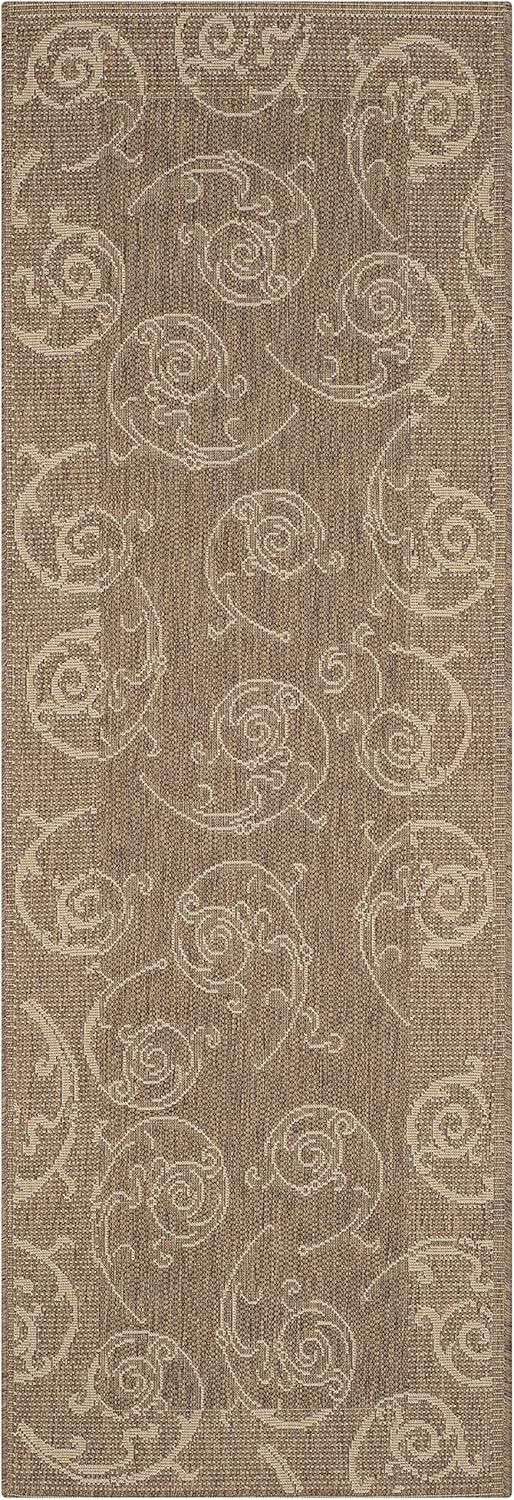 SAFAVIEH Courtyard Daniel Oriental Indoor/Outdoor Runner Rug, Brown/Natural, 2'3" x 6'7"