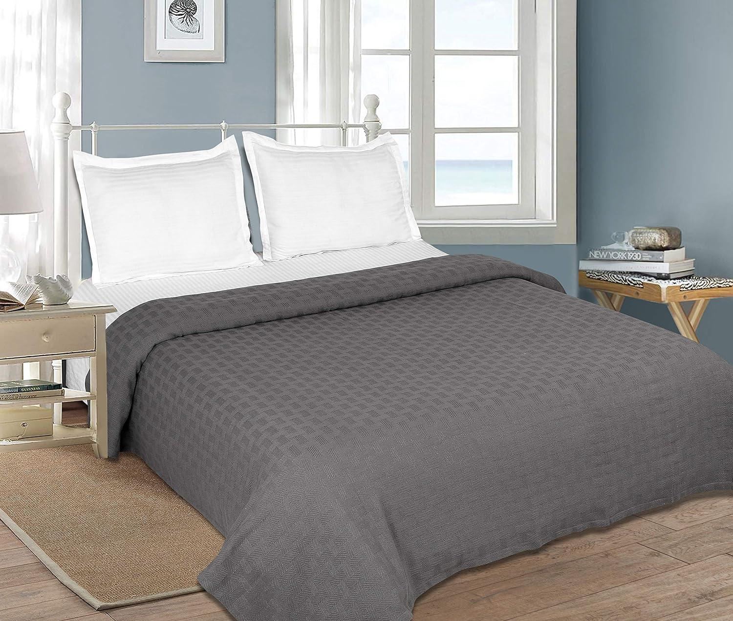 GLAMBURG 100% Cotton Bed Blanket, Breathable Bed Blanket Twin Size, Cotton Thermal Blankets Twin Size - Perfect for Layering Any Bed for All Season - White