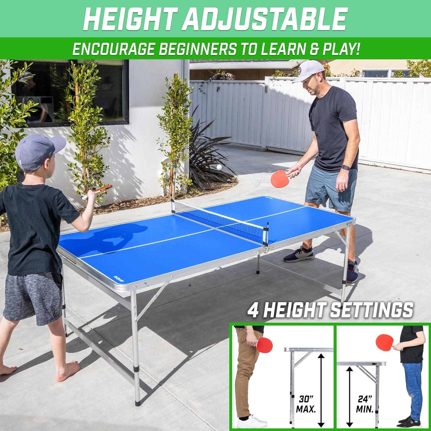 GoSports GoSports Foldable Indoor/Outdoor Table Tennis Table with Paddles and Balls - 6 x 3 ft