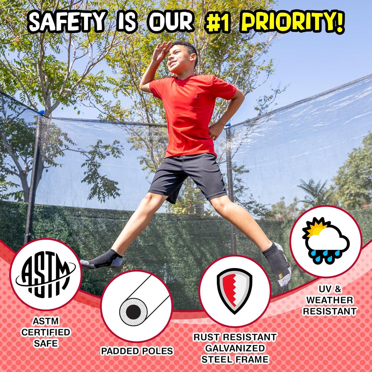 TruJump Sportspower TruJump 14' Round Trampoline with Safety Enclosure & with Lifetime Warranty on Jump Mat