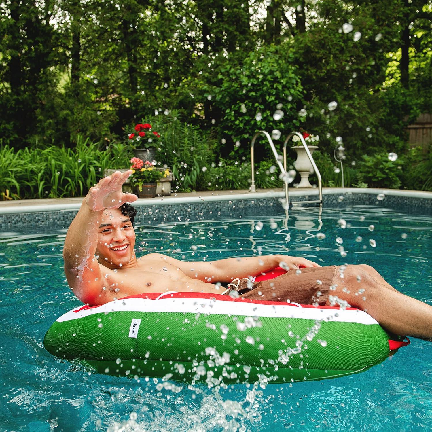 Big Joe Fruit Slice Float No Inflation Needed Pool Lounger, Watermelon Mesh, Quick Draining Fabric, 4 feet Big