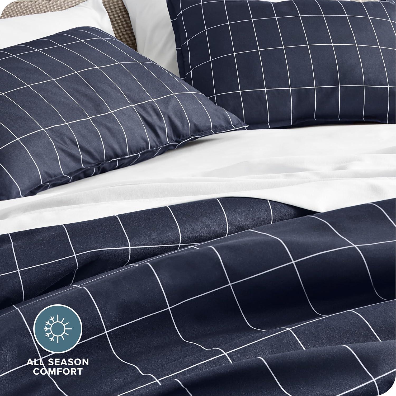 Bare Home Grid Modern & Contemporary Duvet Cover Set