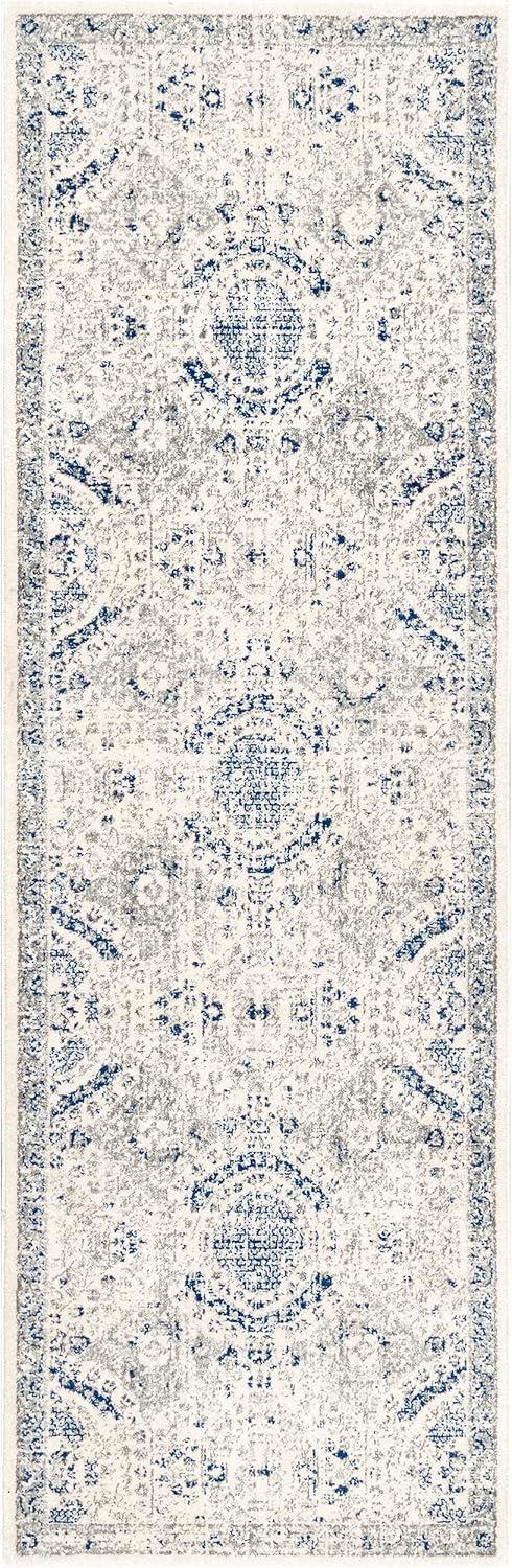 Nuloom Minta Medallion 2x3 Accent Indoor Area Rug for Living Room Bedroom Dining Room Entryway Kitchen, Blue/Off White