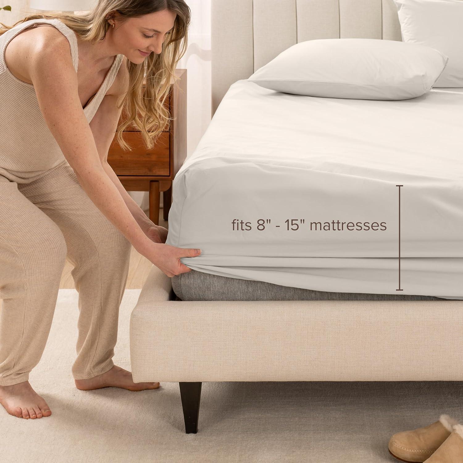 Bare Home 300 Thread Count Organic Cotton Percale Fitted Sheet