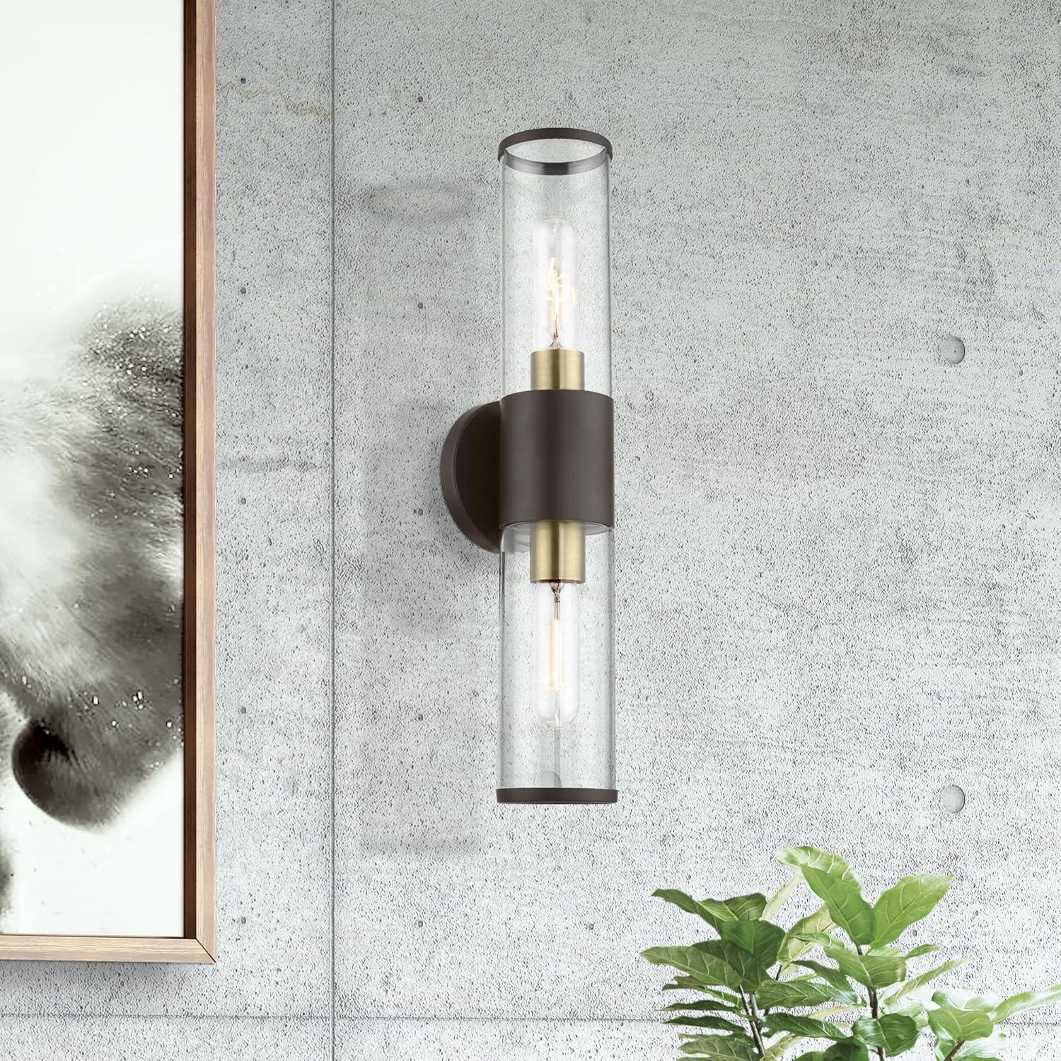 Livex Lighting Banca 2-Light Metal & Glass ADA Vanity Sconce in Bronze