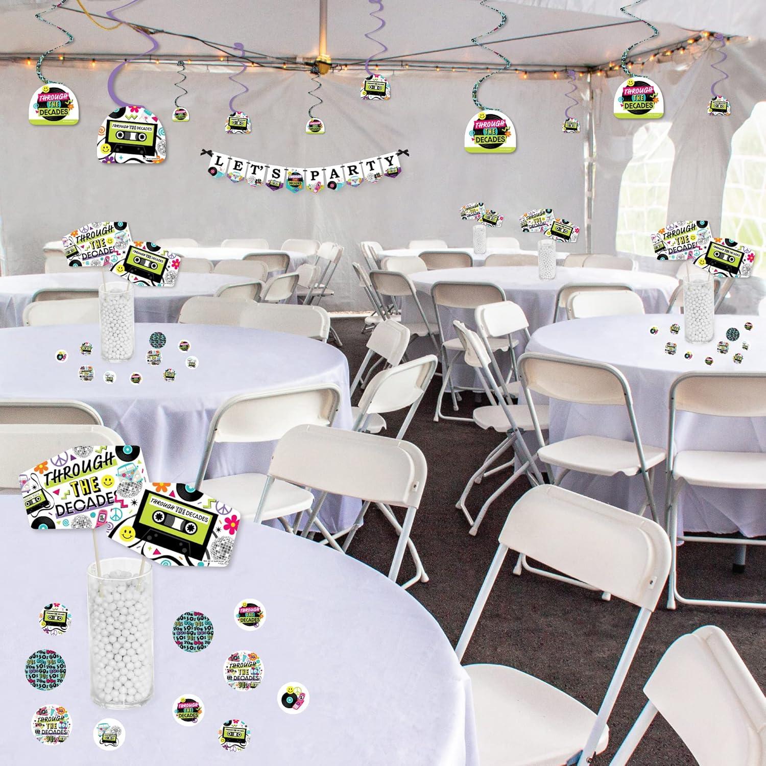 Big Dot of Happiness Through the Decades - 50s, 60s, 70s, 80s, and 90s Party Supplies Decoration Kit - Decor Galore Party Pack - 51 Pieces