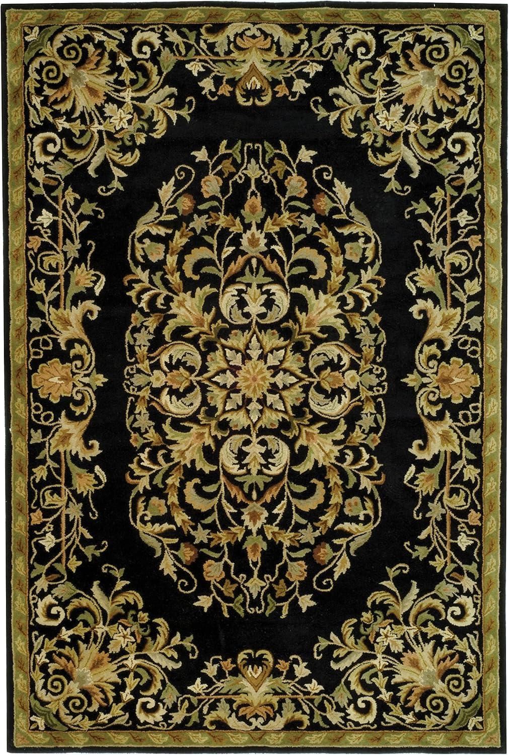 SAFAVIEH Heritage Cleves Traditional Wool Area Rug, Black, 5' x 8'