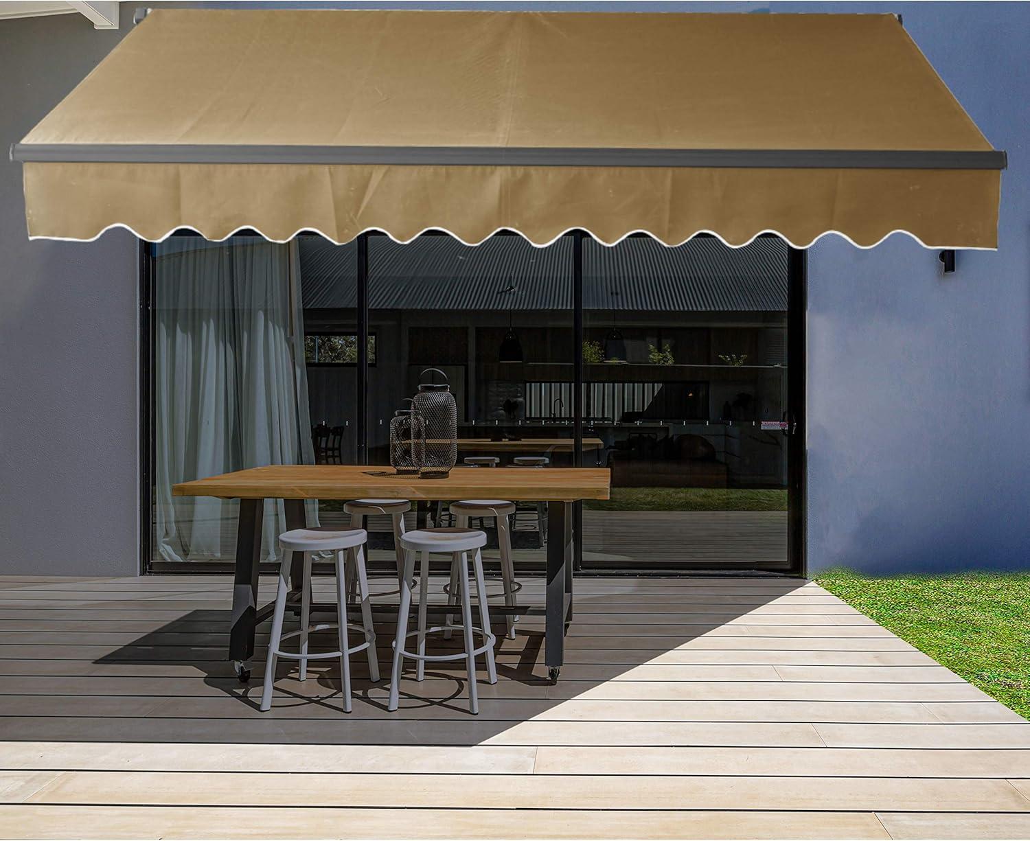 Motorized Retractable Patio Awning- Black Frame
