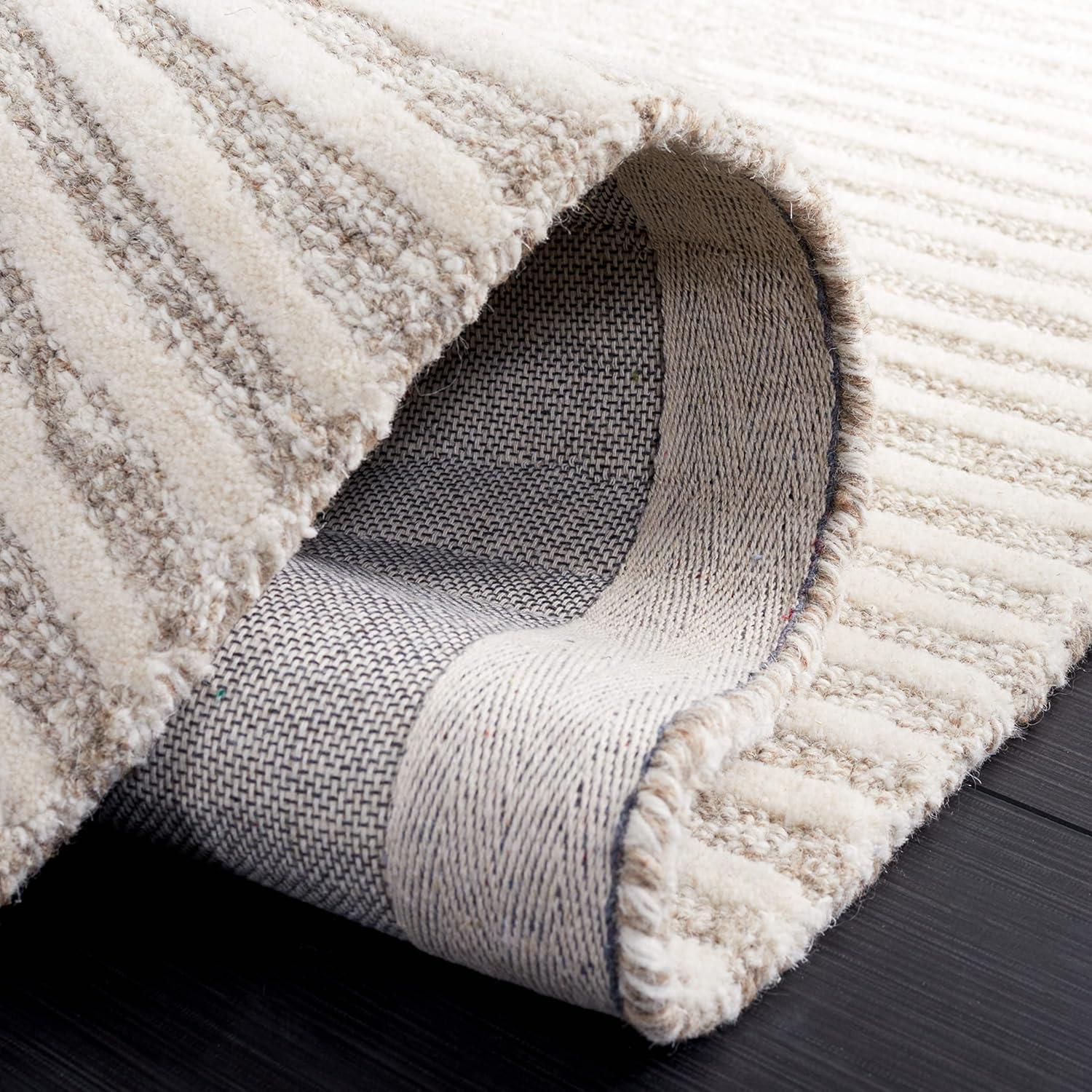 Safavieh  Handmade Abstract Deema Modern Wool Rug 2'3" x 10' Runner - Natural/Ivory