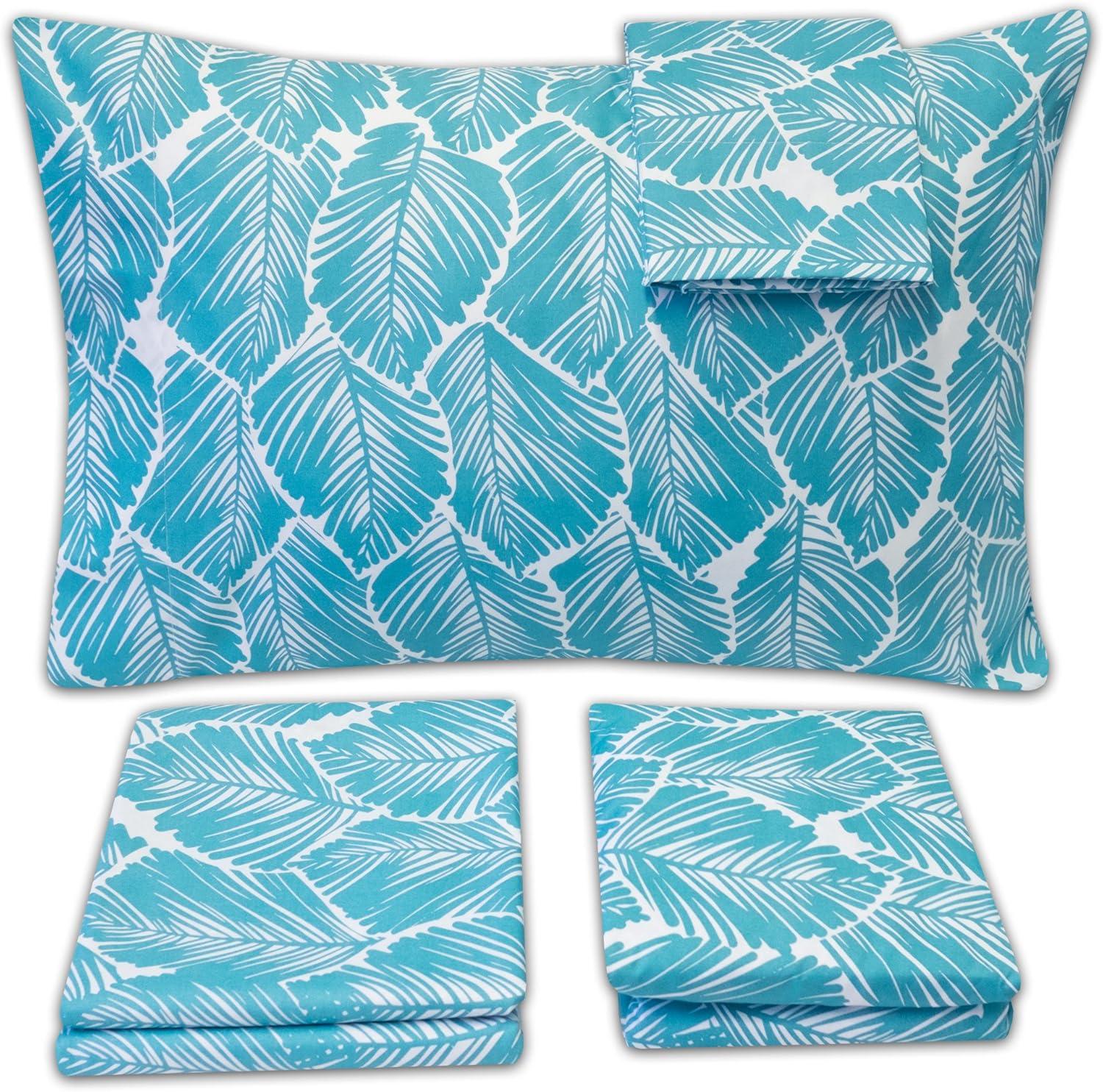 Tropical Leaf 4 Piece Printed Sheet Set, Double Brushed Microfiber by Sweet Home Collection®