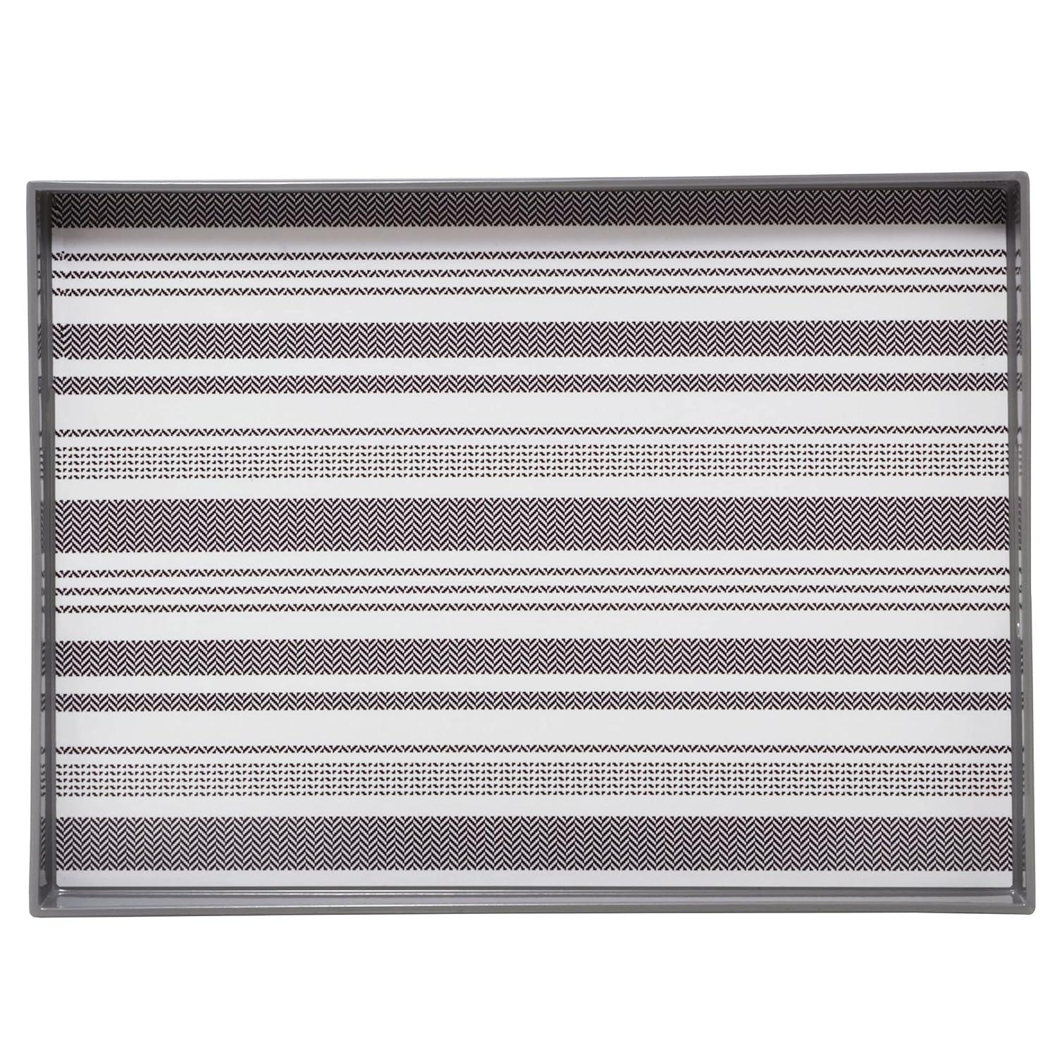 Pfaltzgraff Pfaltzgraff Gray Stripe 19 in. Plastic Serving Tray