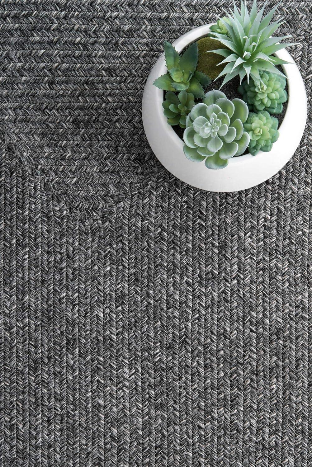 Lefebvre Charcoal 2' x 3' Braided Synthetic Indoor/Outdoor Rug