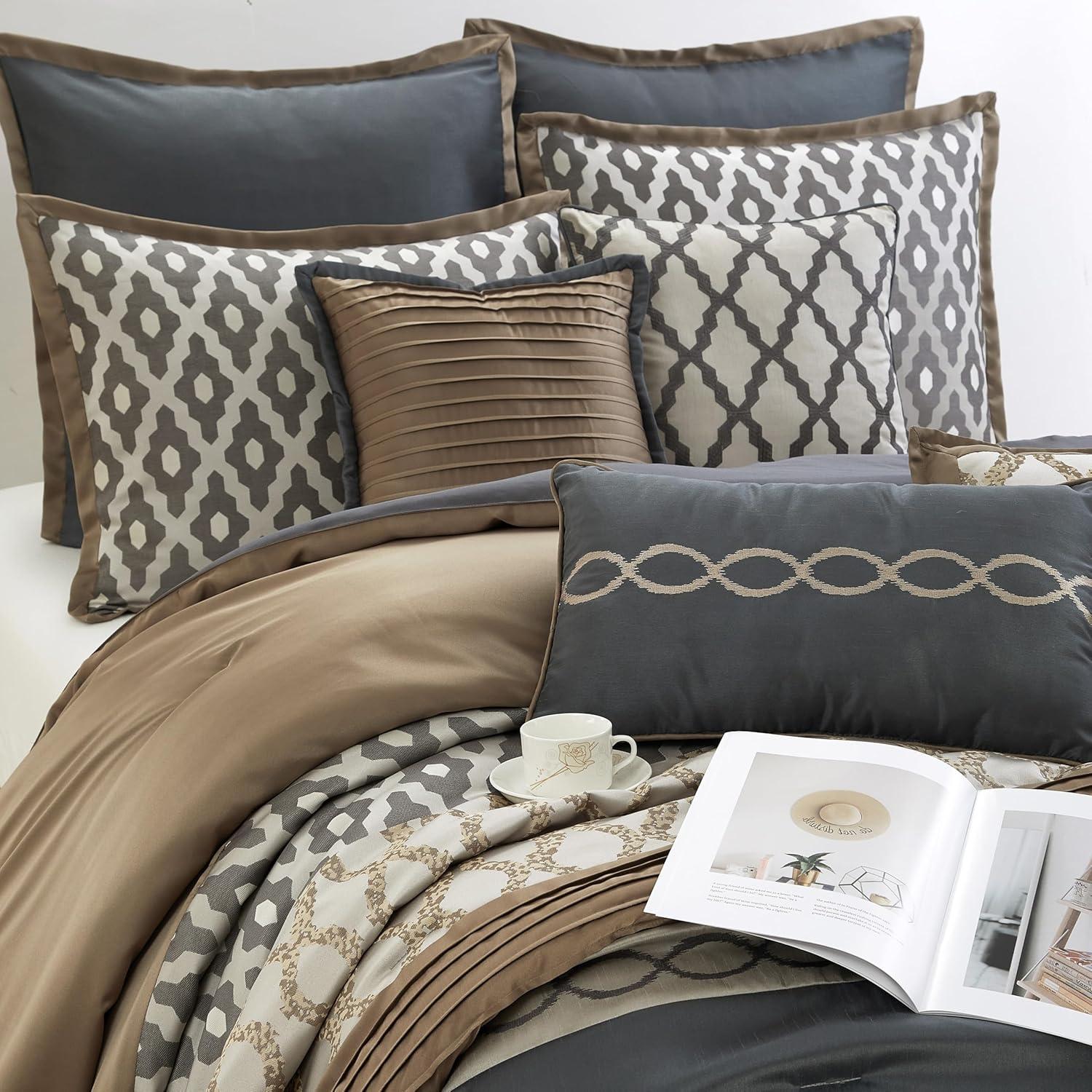 Nanshing America, Inc Caval 10 Piece Jacquard Comforter Set