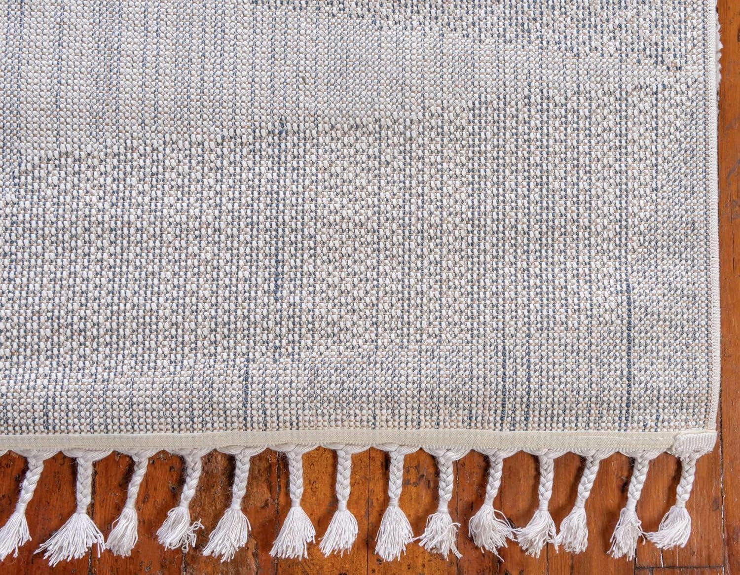 Unique Loom Hygge Shag Collection Area Rug - Balanced (5' 1" x 8' Rectangle Gray/Ivory)