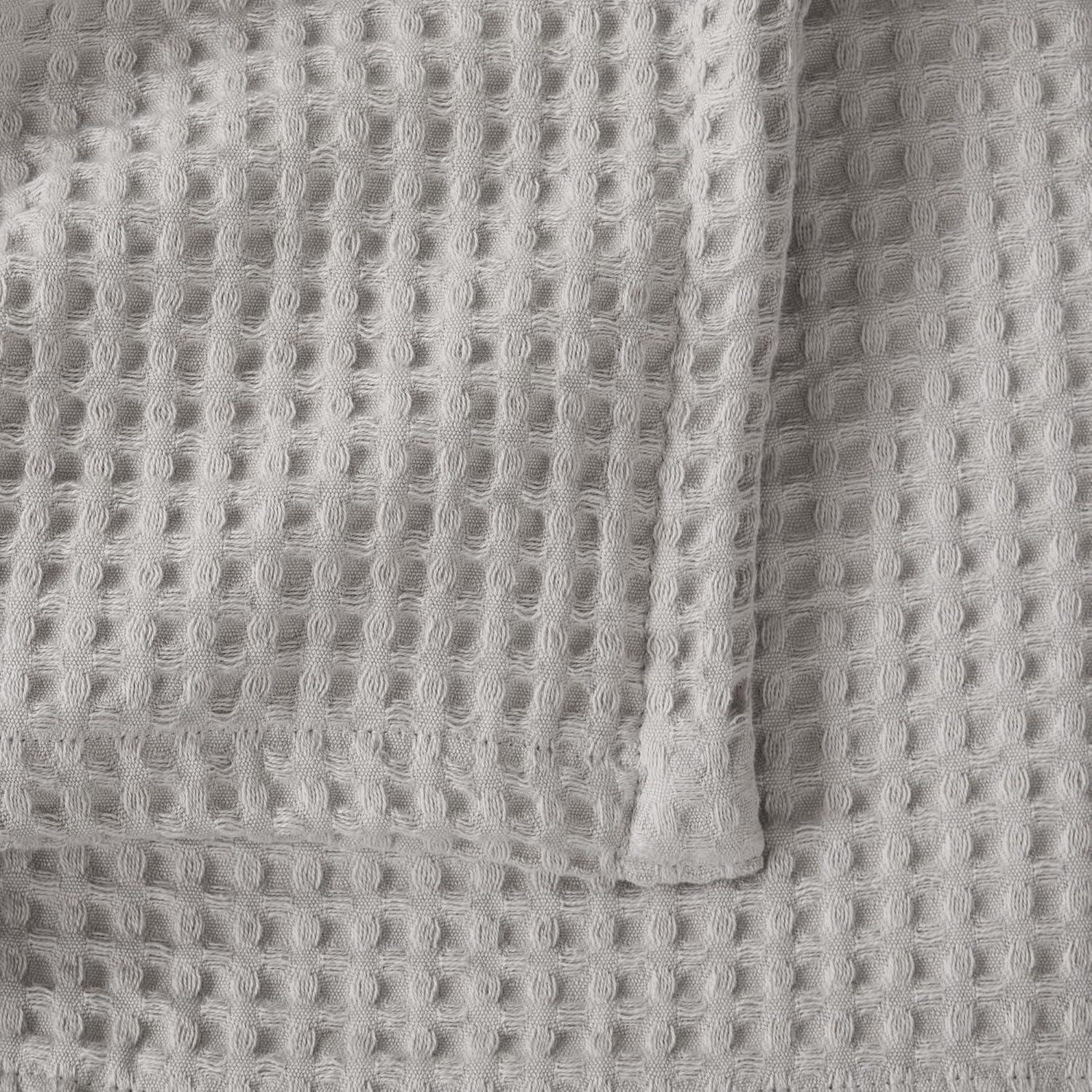 Market & Place 100% Cotton Waffle Weave Bed Blanket Full/Queen Light Grey