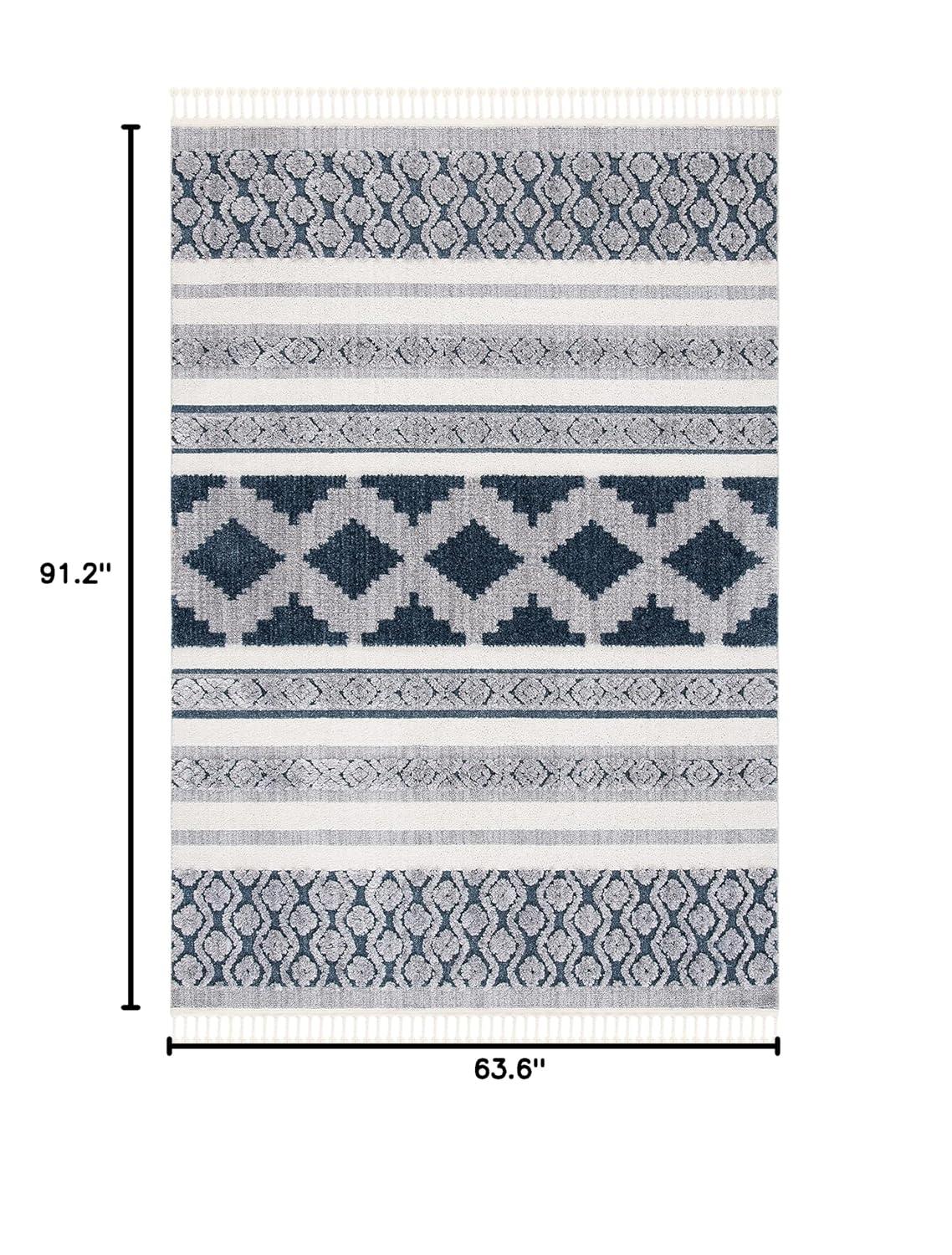 Marrakesh MRK515 Power Loomed Indoor Area Rug - Ivory/Blue - 5'3"x7'6" - Safavieh
