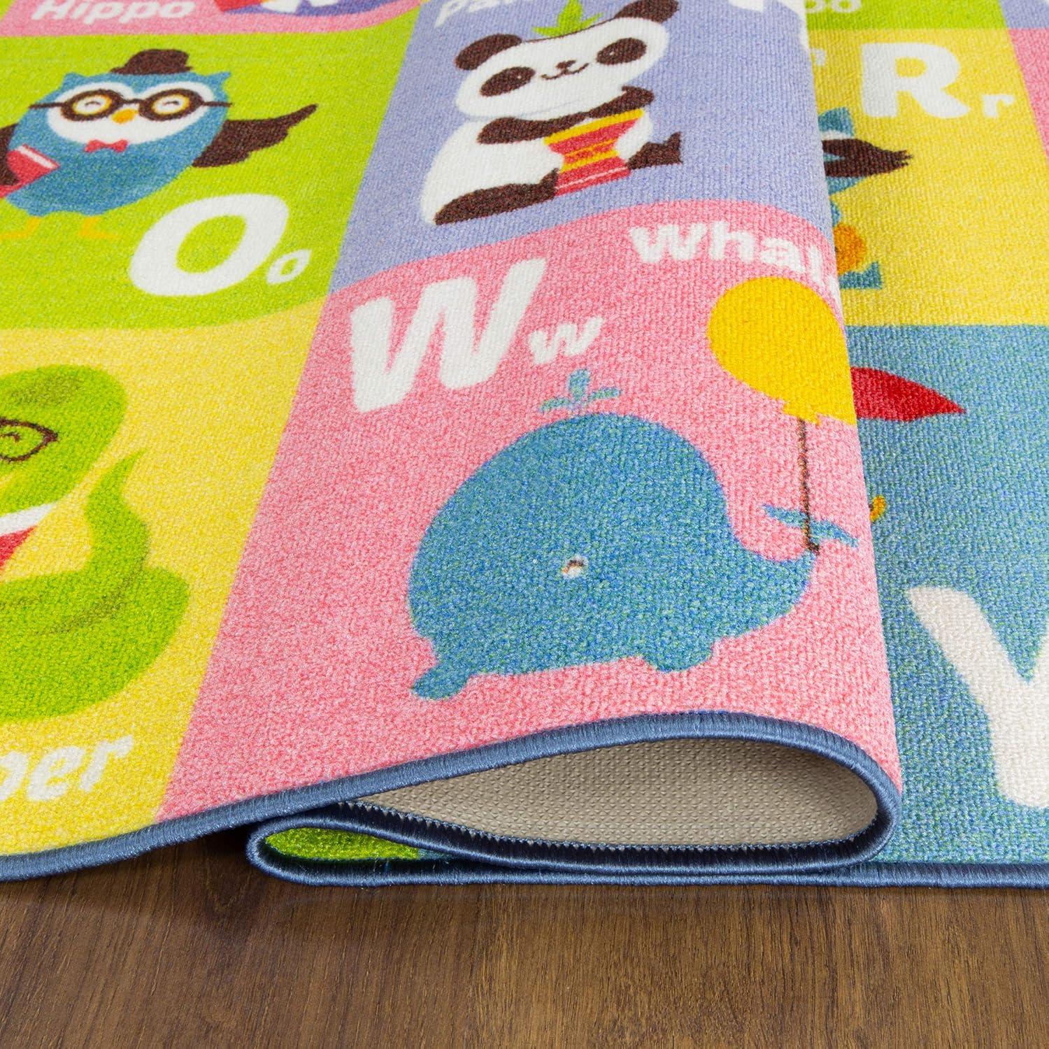 KC CUBS Boy & Girl Kids ABC Alphabet Animal Educational Learning & Fun Game Play Area Non Slip Nursery Bedroom Classroom Rug Carpet, 3' 3" x 4' 11"