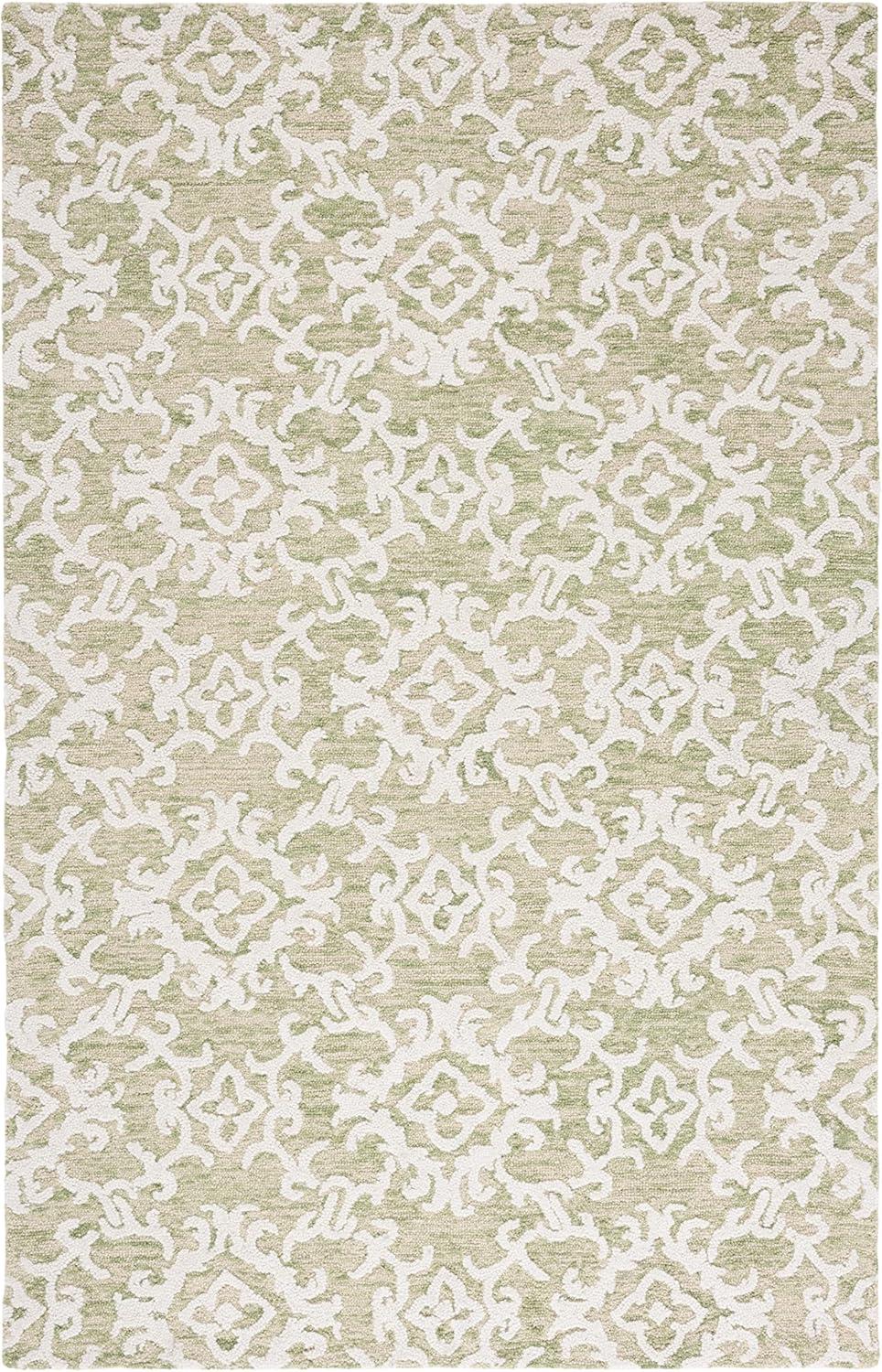 Blossom BLM104 Hand Tufted Area Rug - Light Green/Ivory - 4'x6' - Safavieh.