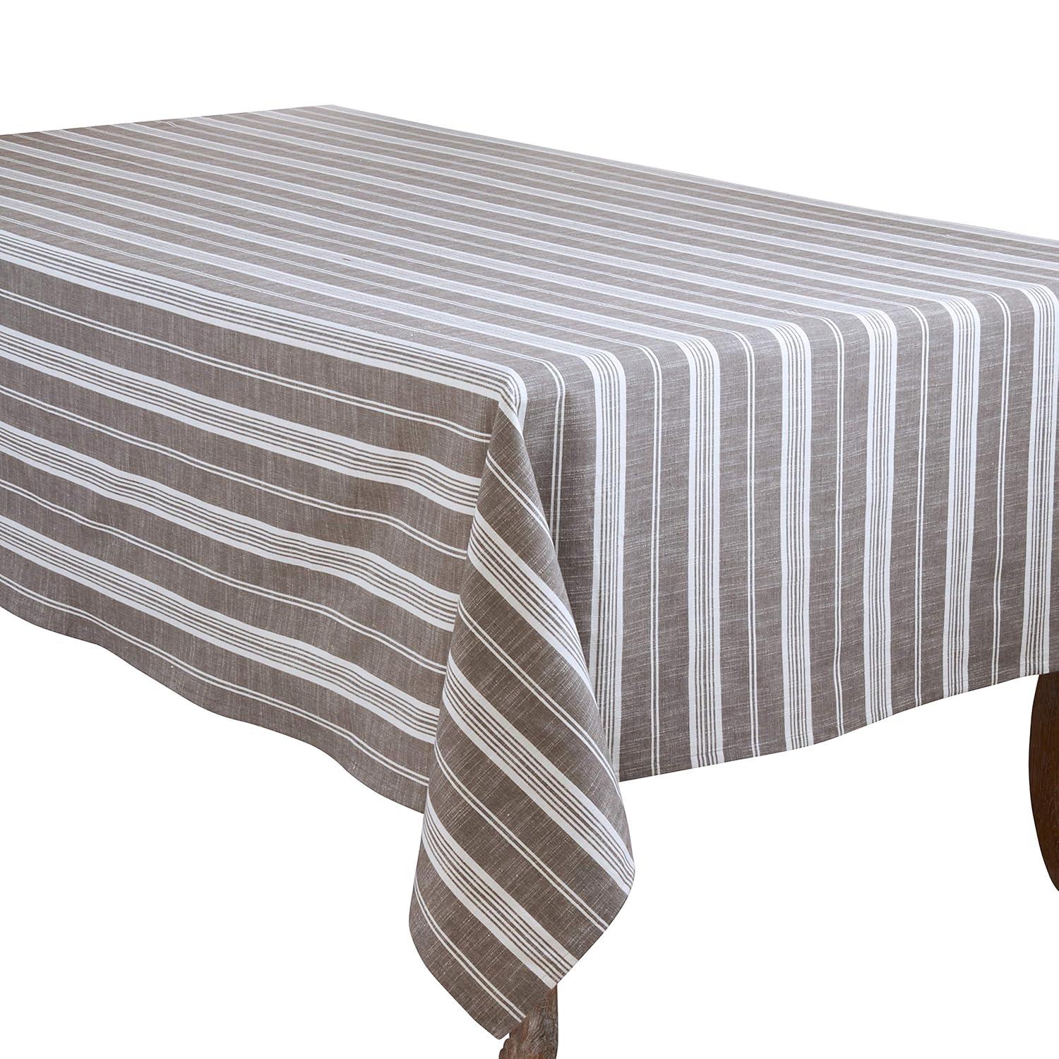 Saro Lifestyle Striped Design Tablecloth, 65"x120", Gray