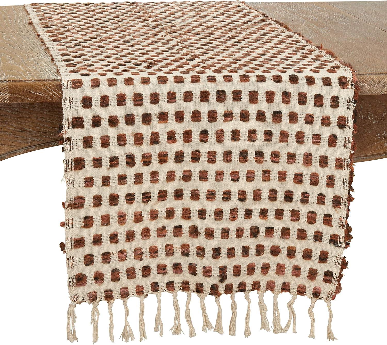 Earthy Woven Cotton Table Runner with Fringe