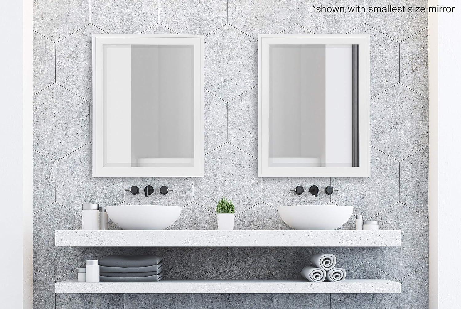 21.5" x 27.5" Bosc Rectangle Wall Mirror White - DesignOvation: Polystyrene Frame, No Assembly Required
