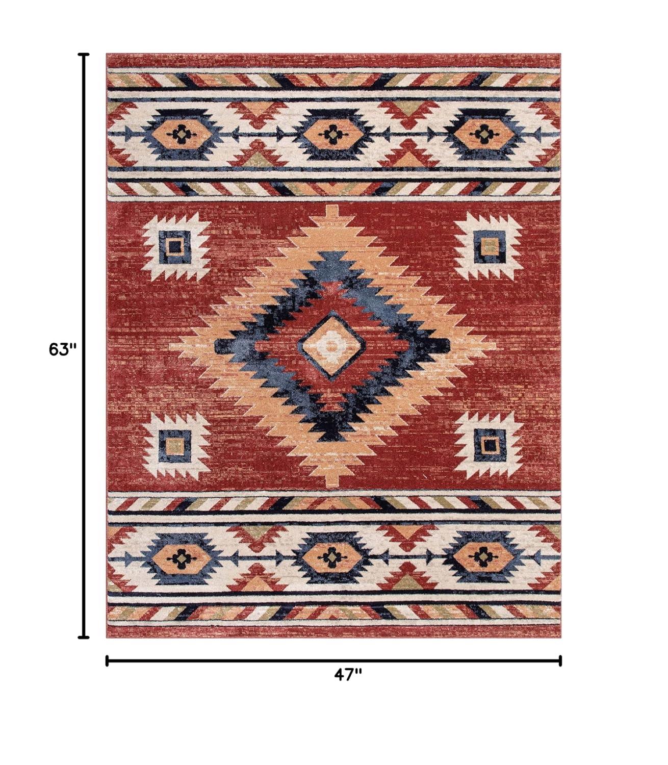 Well Woven Jamyn Lea Crimson Traditional Southwestern Tribal Red/Blue Rug