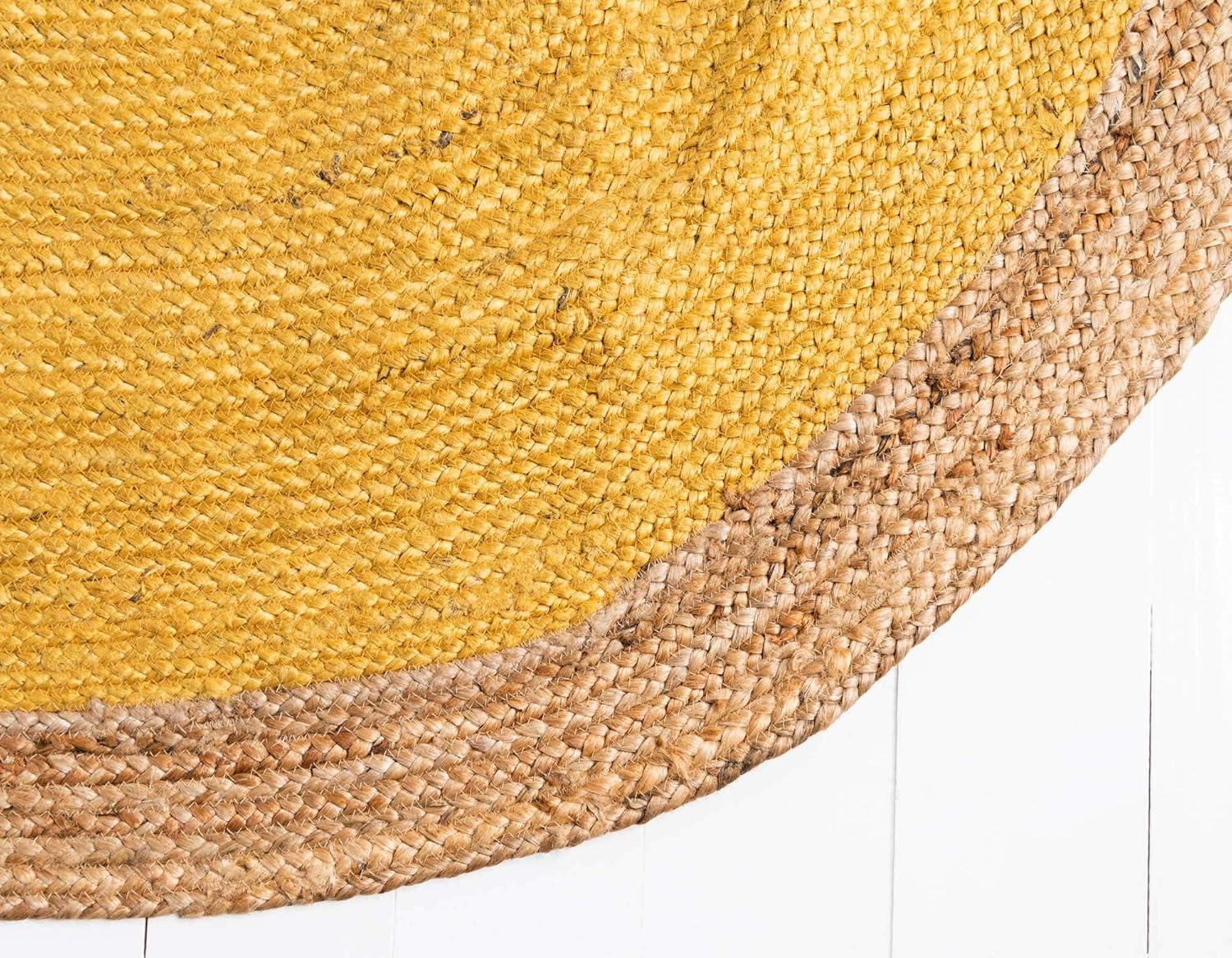 Yellow Oval Braided Jute 8' x 10' Area Rug