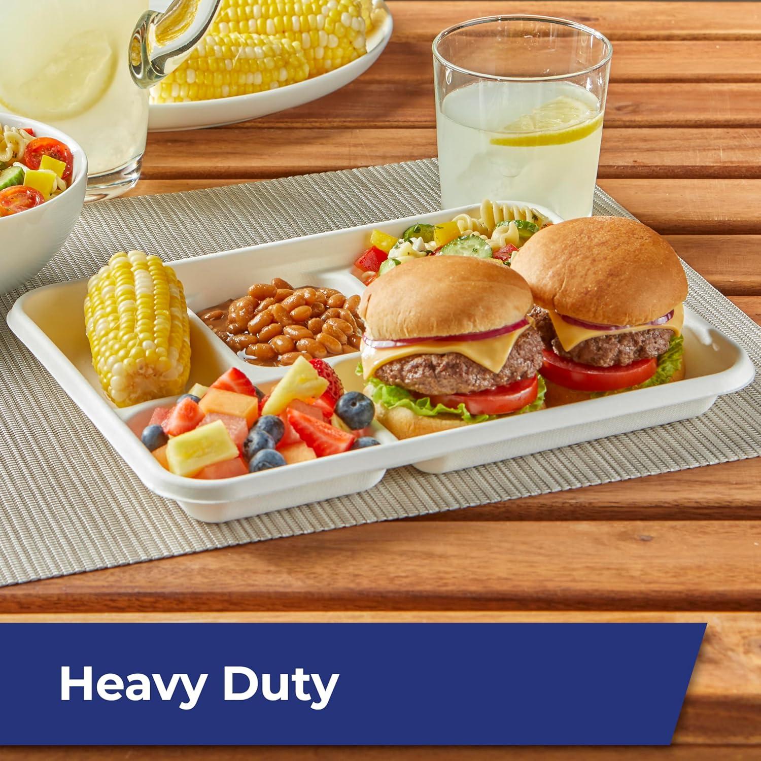 Hefty ECOSAVE Compostable 5-Compartment Paper Trays, 12 Count